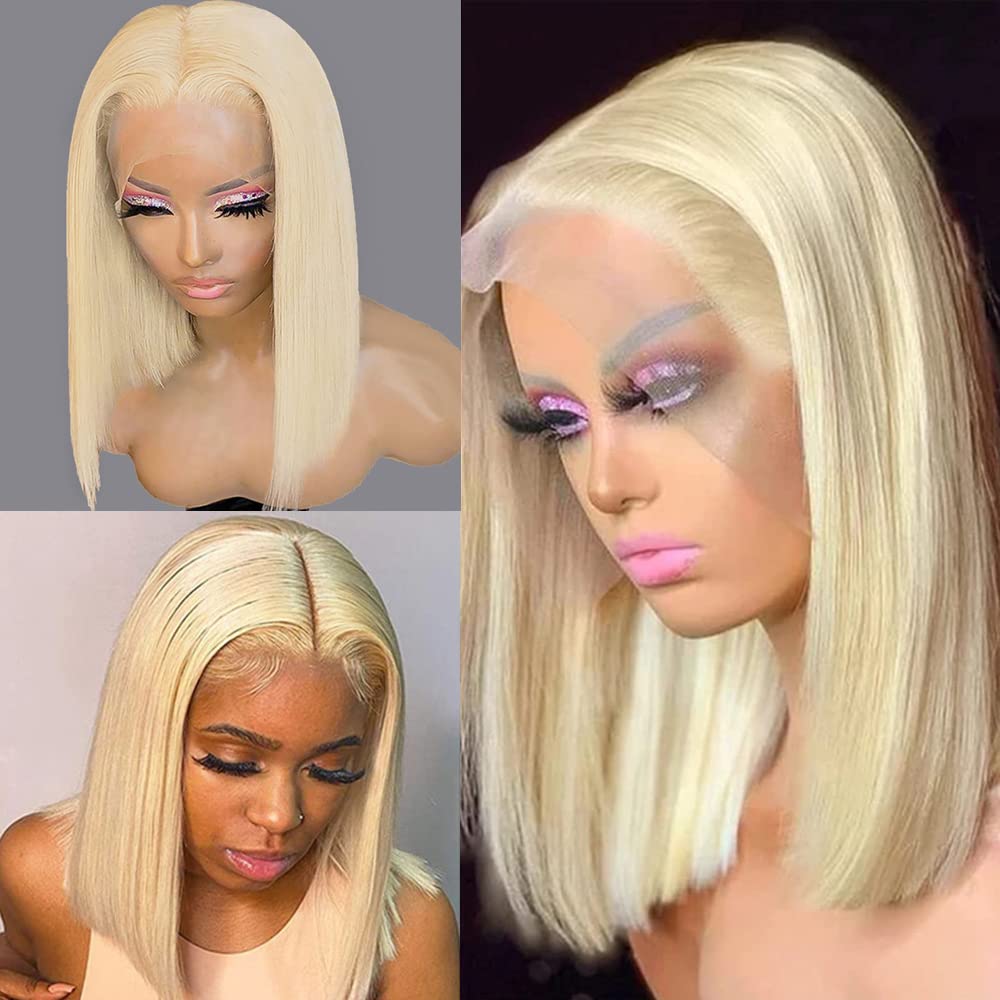 13X4 Straight 613 Blonde Blunt Bob Wig Human Hair Lace Front Wigs For Women Pre Plucked With Baby Hair Natural Hairline 100% Unp