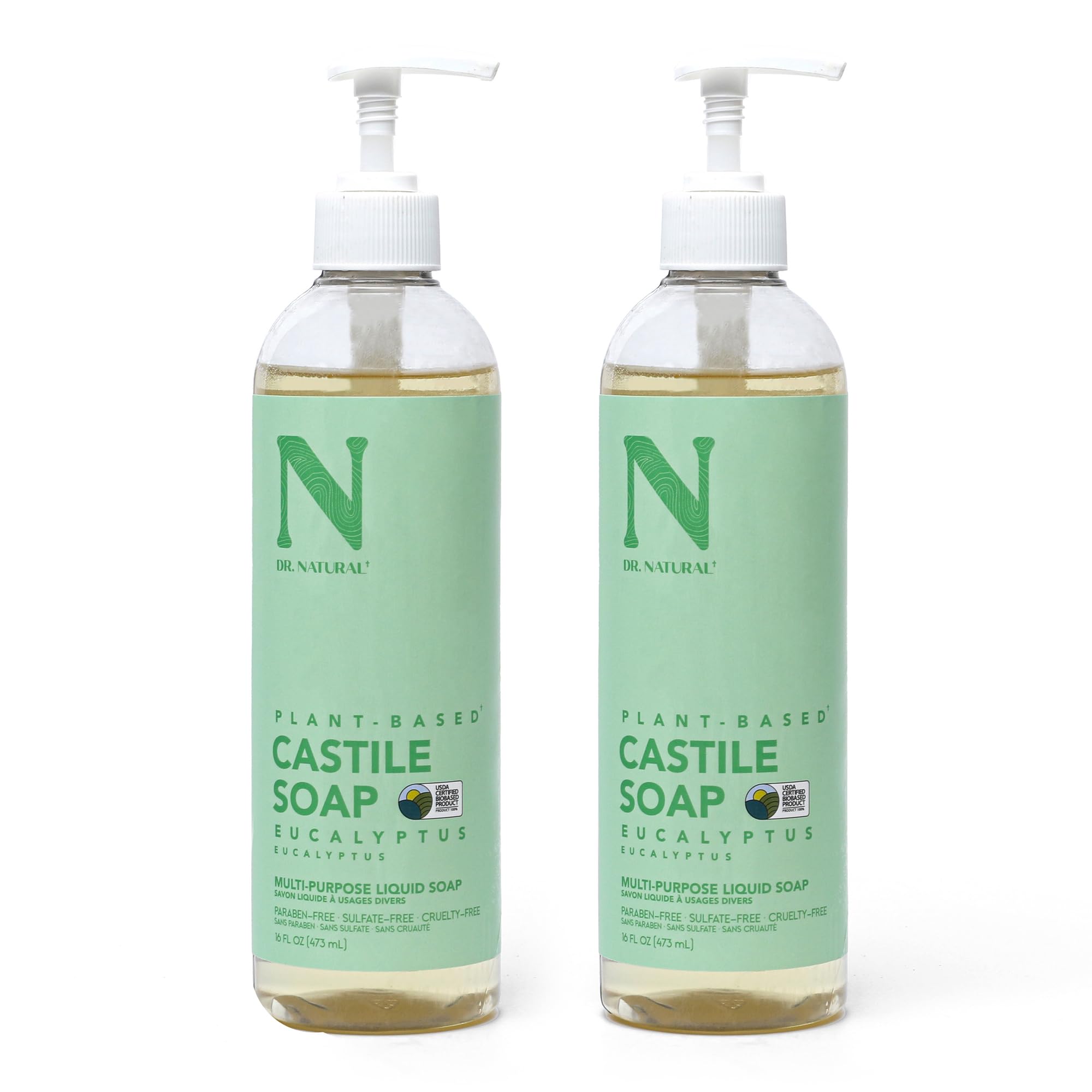 Dr. Natural Pure Castile Soap 2pc, Eucalyptus, 16 oz