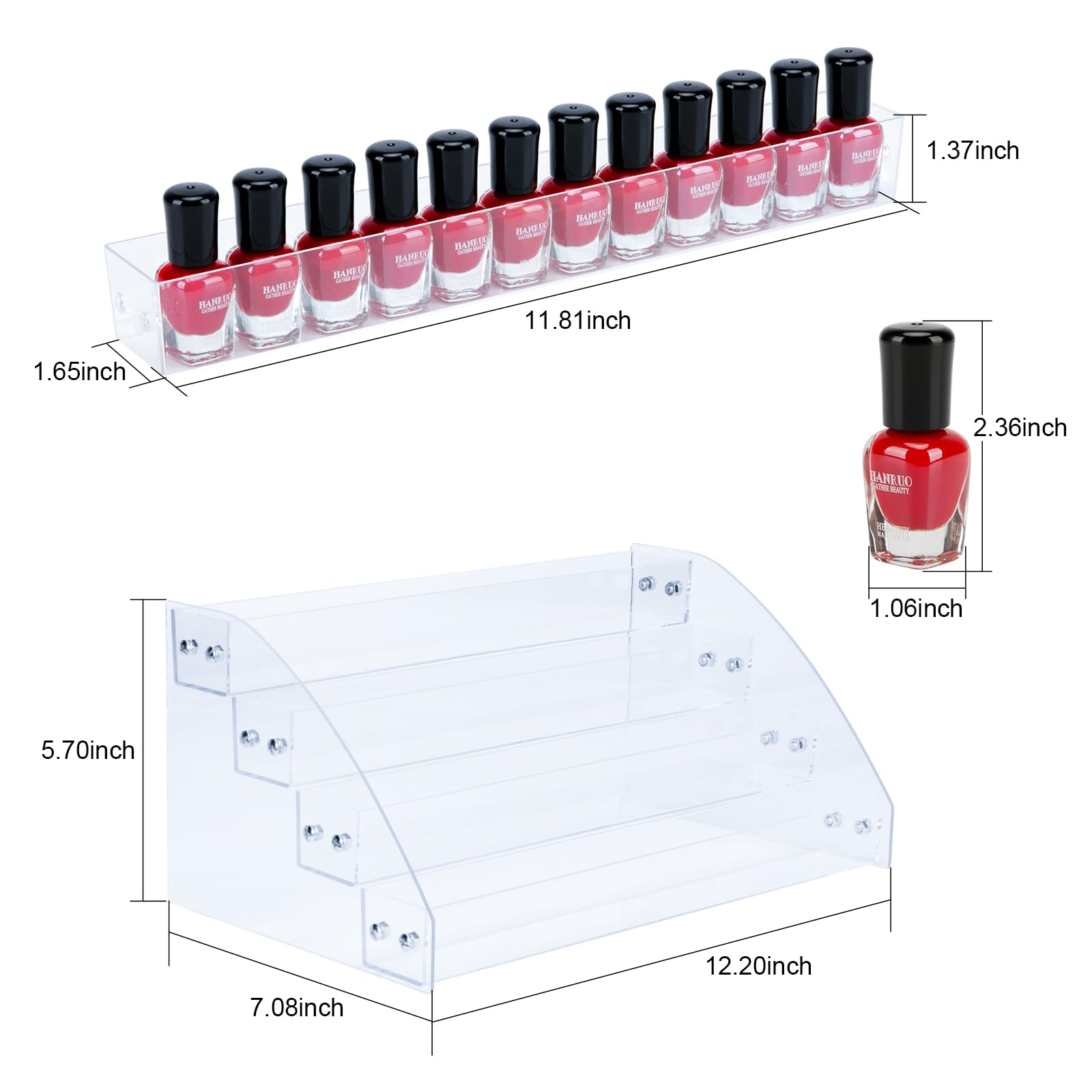 Kingrow Nail Polish Organizer Holder Rack 4 Layers Acrylic Display Rack Eyeglasses Shelf Essential Oils Ink Storage Holds Up To