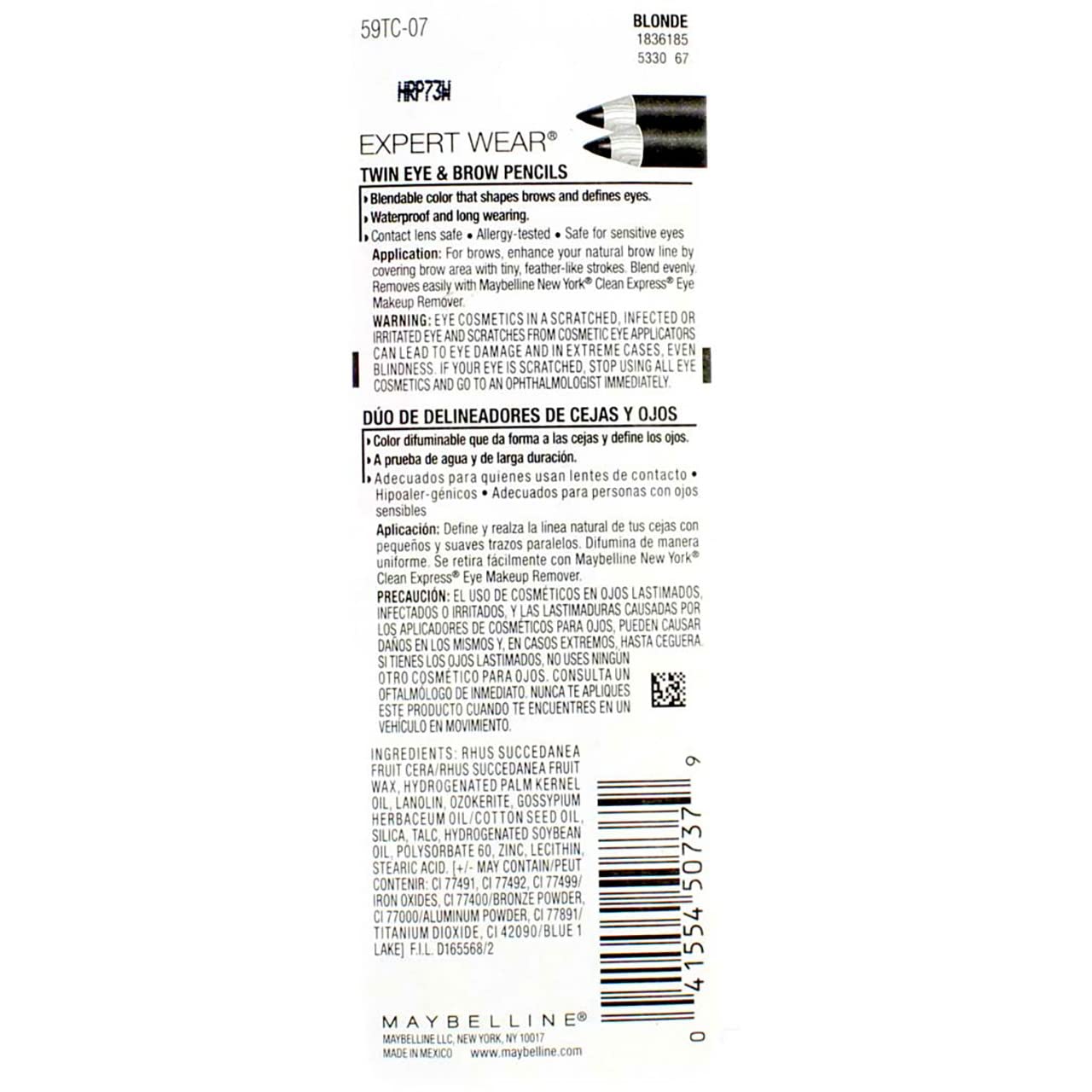 Maybelline Expert Eyes Brow And Eye Pencil, Blonde [107], 0.03 oz (Pack of 2)