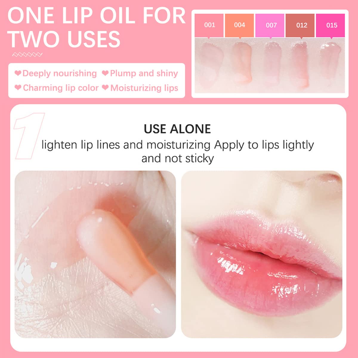 2-In-1 Lip Oil & Balm, Tinted, Hydrating & Non-Sticky, Repairs Lip Lines (Rosewood / Cherry)