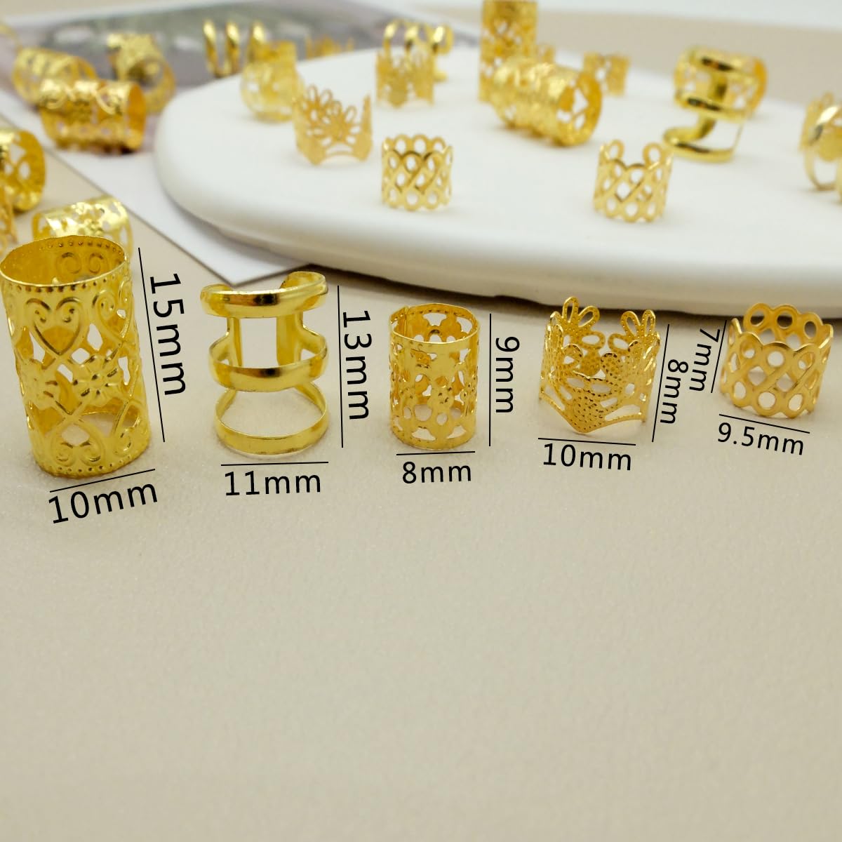 Dreadlock Beads Locs Accessories For Hair, Hair Jewelry For Braids Hair Rings For Women And Girls, Adjustable Cuffs Braiding Hai