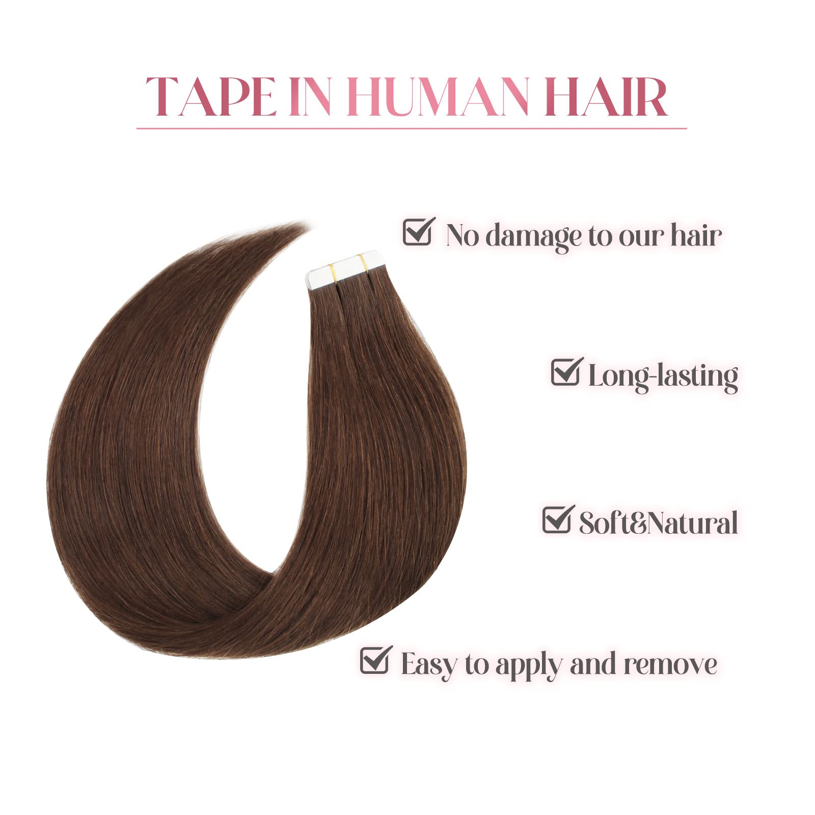 Sixstarhair Invisible Tape In Hair Extensions Brown Hair Extensions Human Hair Double Side Secure And Safety Tape On Semi Perman