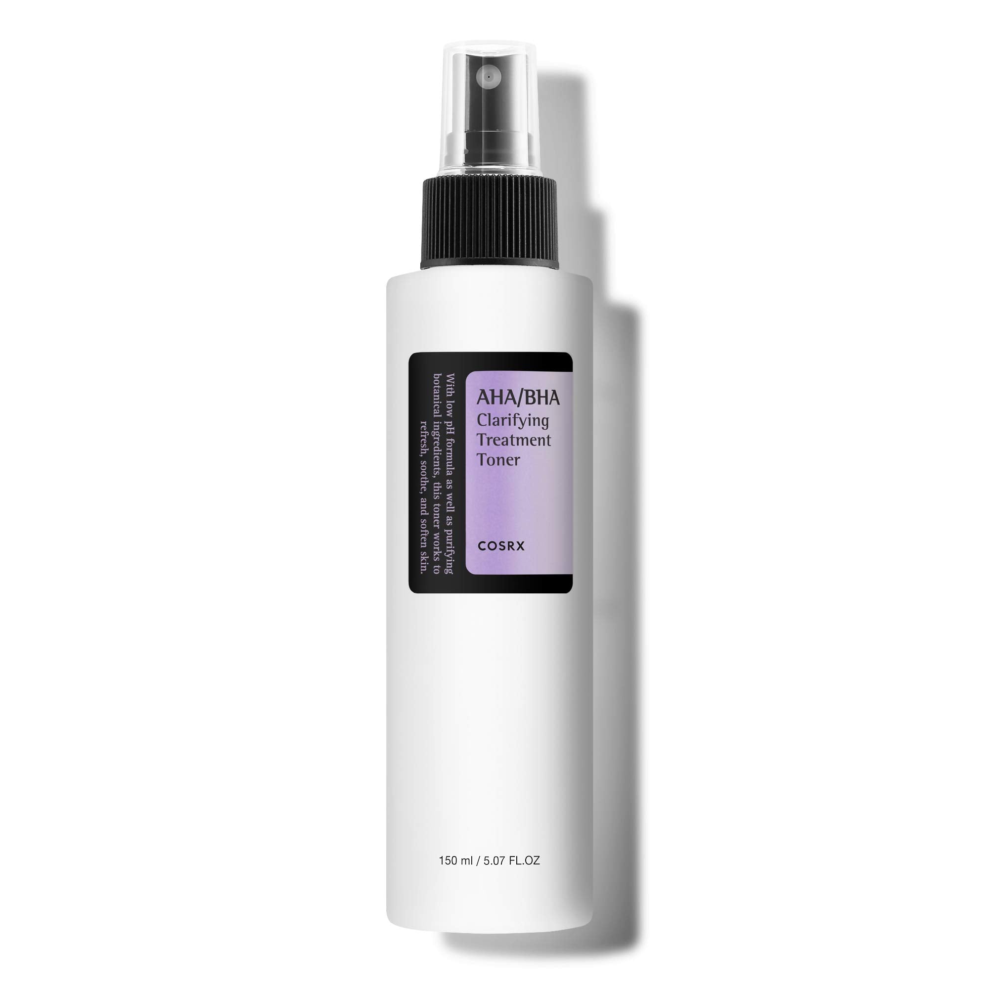 Cosrx Aha/Bha Treatment Toner 5.07 Fl.Oz/ 150Ml, Facial Exfoliating Spray For Whiteheads, Pores, & Uneven Skin, Korean Toner, No