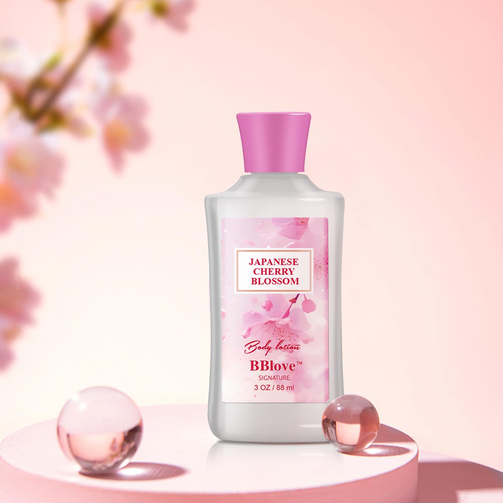 BBlove Bath and Body Gift Set for Women, 4PCS Japanese Cherry Blossom, Includes Shower Gel, Lotion, Mist, Scrub