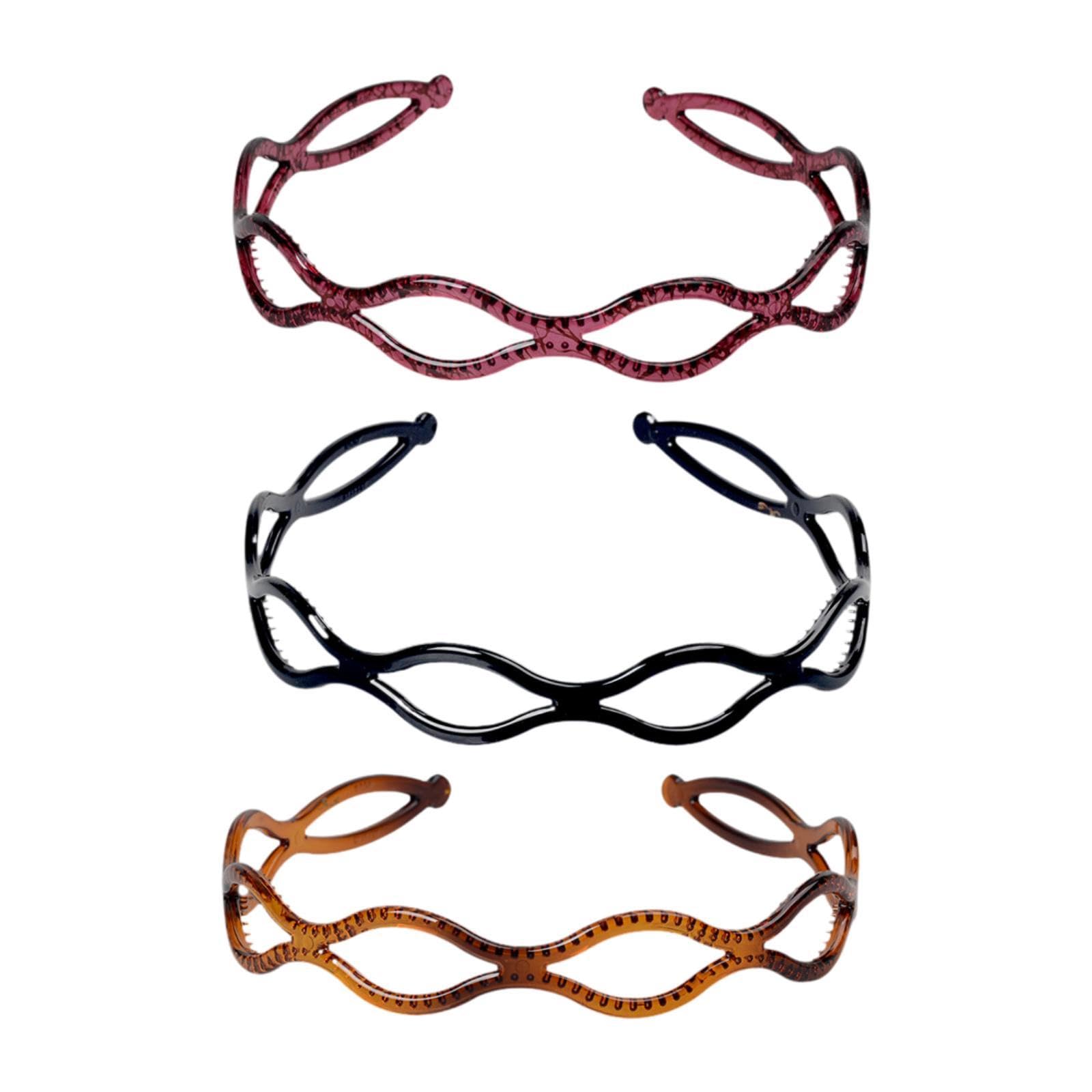 Atorse 3 Pieces Headband Decoration Accessories Gifts Professional Stylish Headwrap Red Black Brown