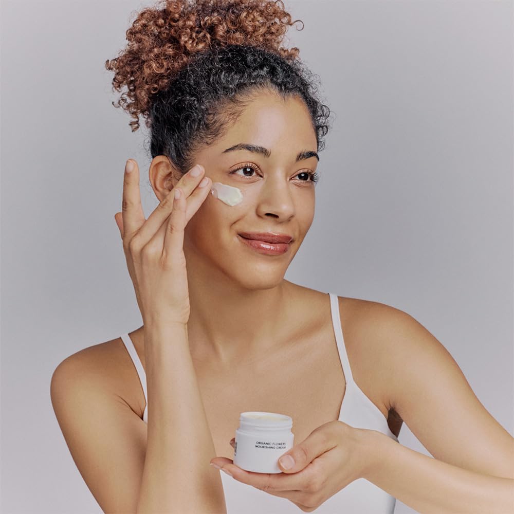 Whamisa Organic Flowers Nourishing Cream, 95.2% Organic, Waterless Formula, Fermented Postbiotic for Deep Hydration & Soothing,