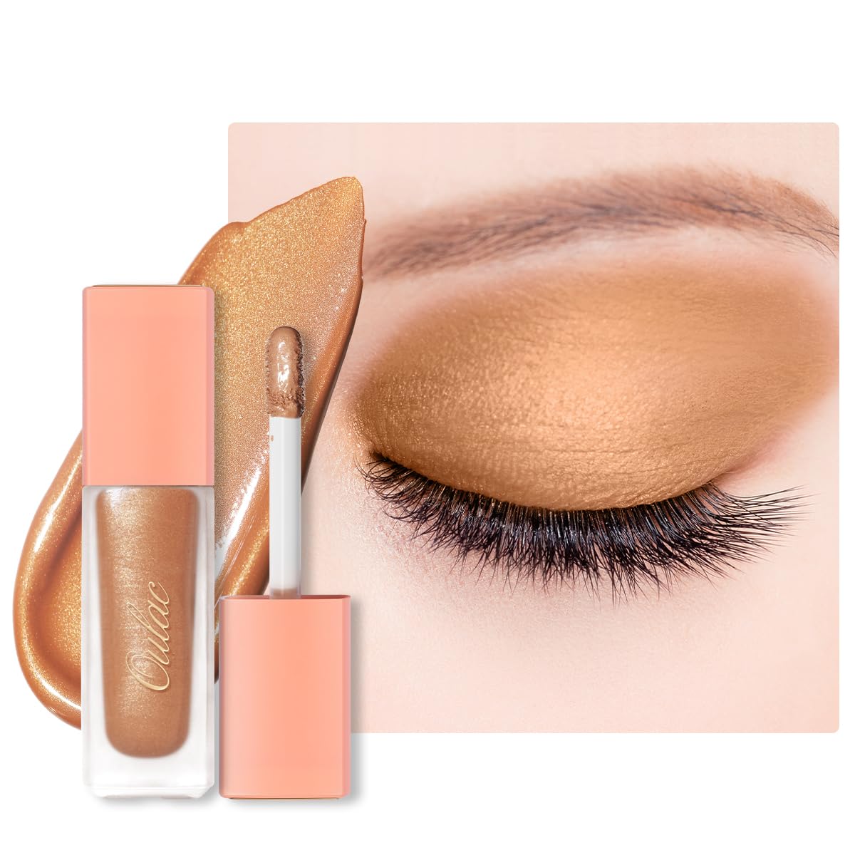 Oulac Matte Eye Shadow Matte Eyeshadow Yellow Eyeshadow Liquid Eyeshadow Base&Liquid Bronze Duo| Buildable Smooth Eye Makeup, Wr