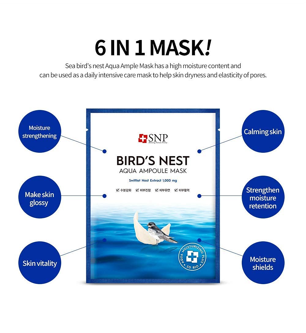 Snp - 12 Pcs Variety Ampoule Mask Set - 4 Birds Nest, 4 Gold Mask With Collagen, 4 Diamond - Best Gift Idea For Mom, Girlfriend,