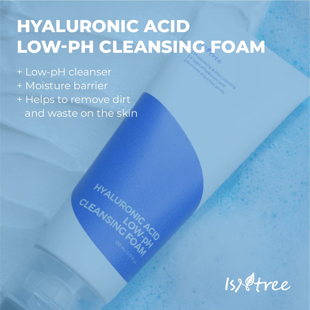 Isntree Hyaluronic Acid Low-Ph Cleansing Foam 150Ml, 5.07 Fl.Oz | Moisturizing & Mild Cleansing | 8 Types Of Hyaluronic Acid | H