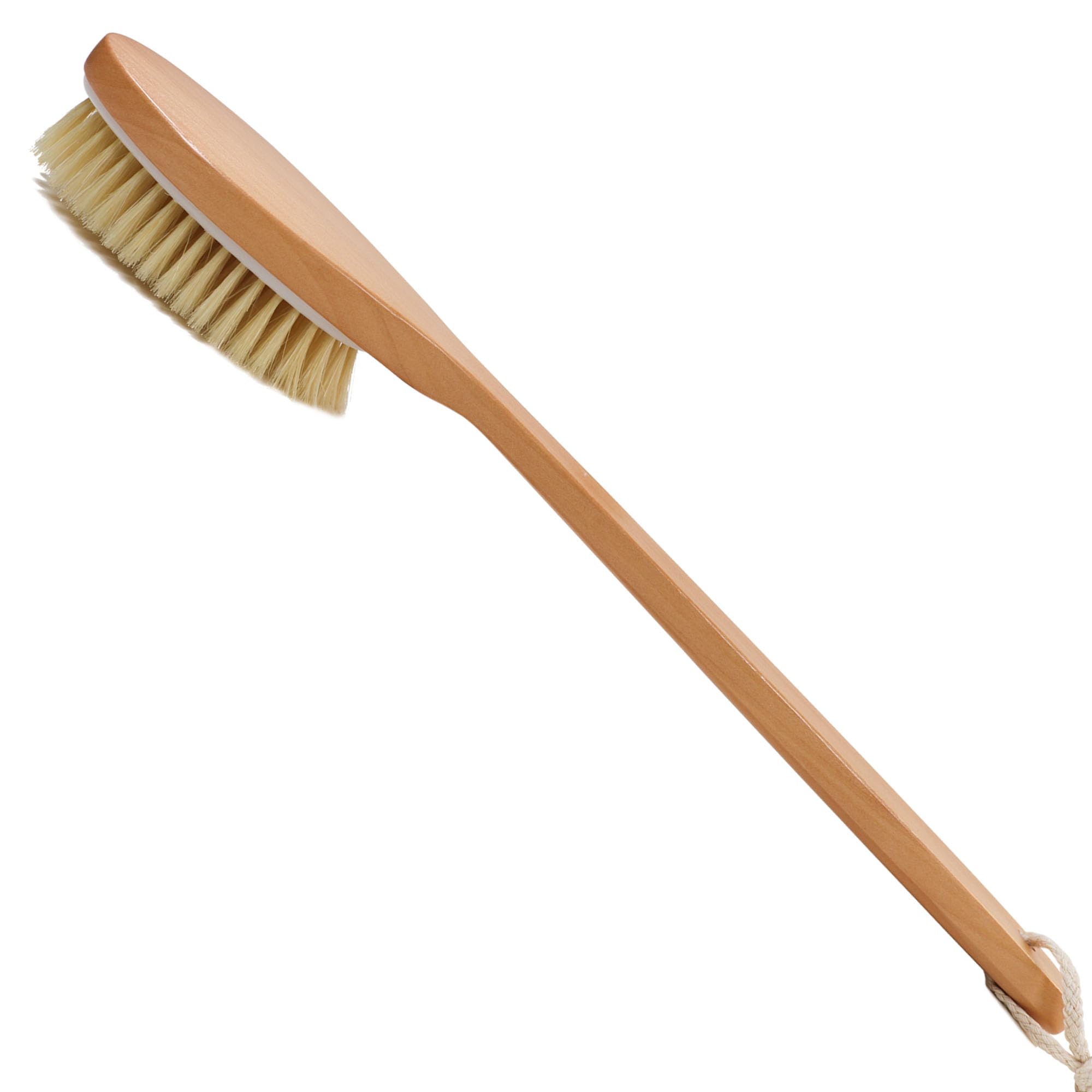 Owiizi Bath Brushes With Soft And Natural Bristles Antiskid Wooden Long Handle Shower Body Scrubber For Wet Or Dry Exfoliating,B
