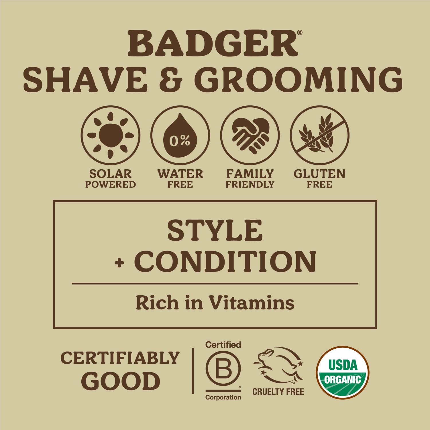 Badger - Mustache Wax, Medium Hold, Natural Mustache Wax, Certified Organic, Styling Facial Hair Wax, Moustache Wax, 0.75 oz (2