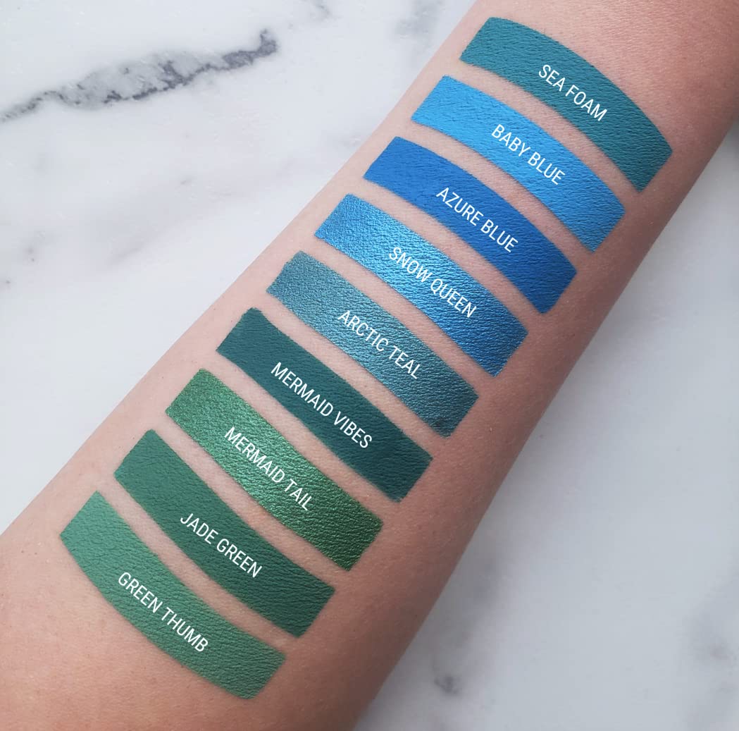 Aromi Teal Blue Metallic Liquid Lipstick | Turquoise, Sea Foam Lip Color With Shimmery Finish, Vegan, Cruelty-Free, Long-Lasting