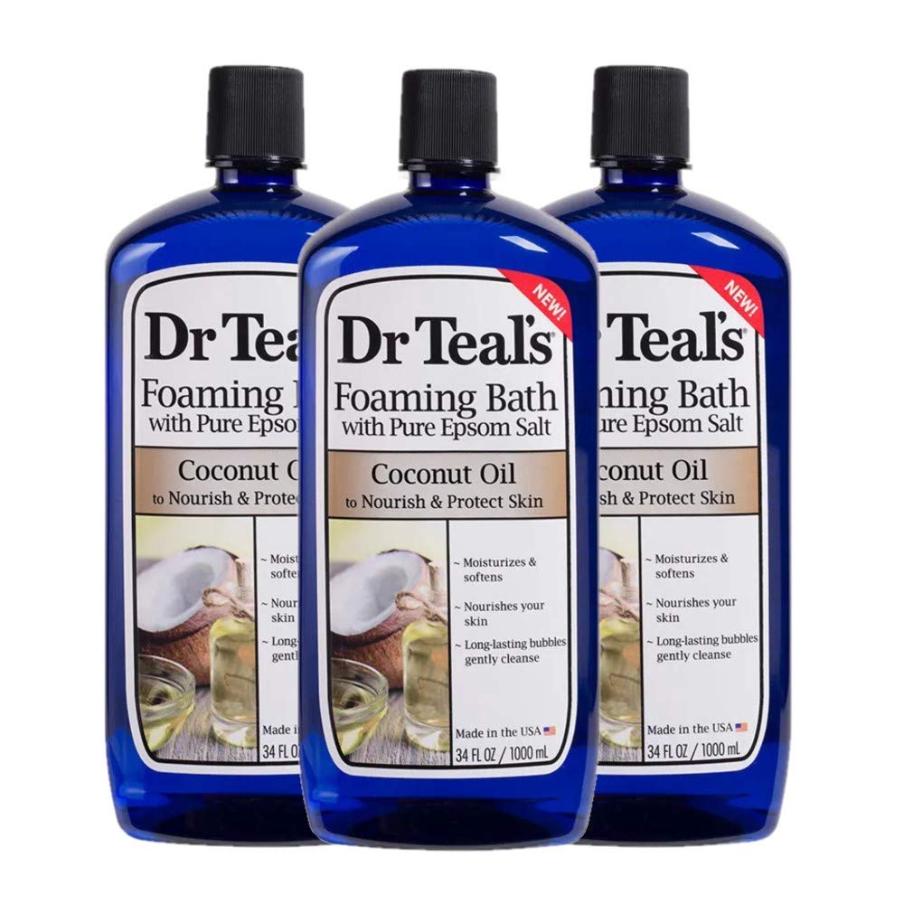 Dr. Teal'S Coconut Oil Foaming Bath Gift Set (3 Pack, 34Oz Ea.) - Nourish & Protect Coconut Oil Blended With Pure Epsom Salt Cal