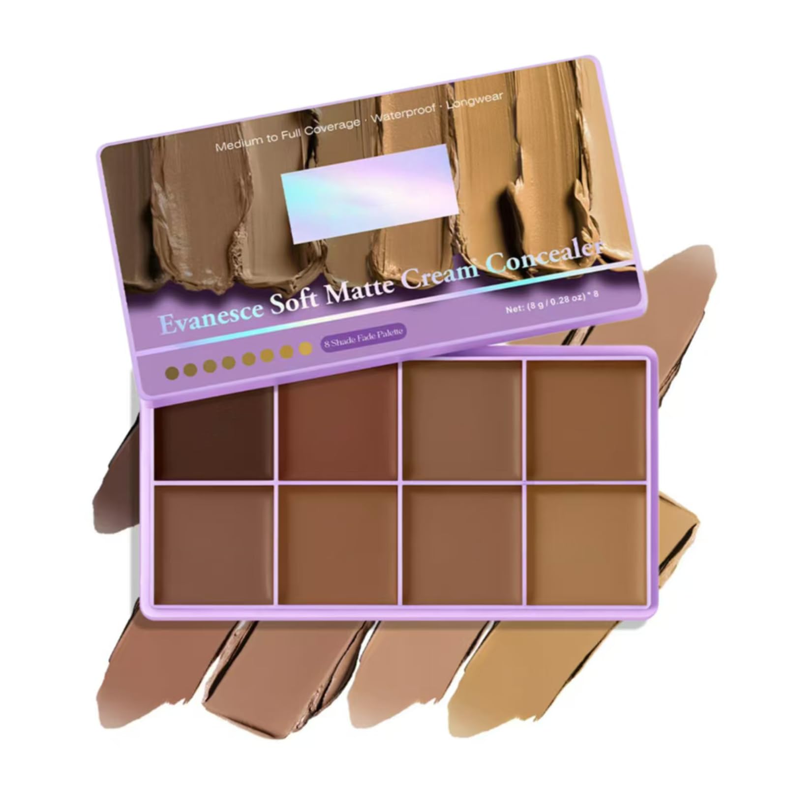 8 Shade Cream Concealer Palette, Matte Full Coverage Contour Makeup, Waterproof Longwear Face Kit For Dark Circles Blemishes, Mu