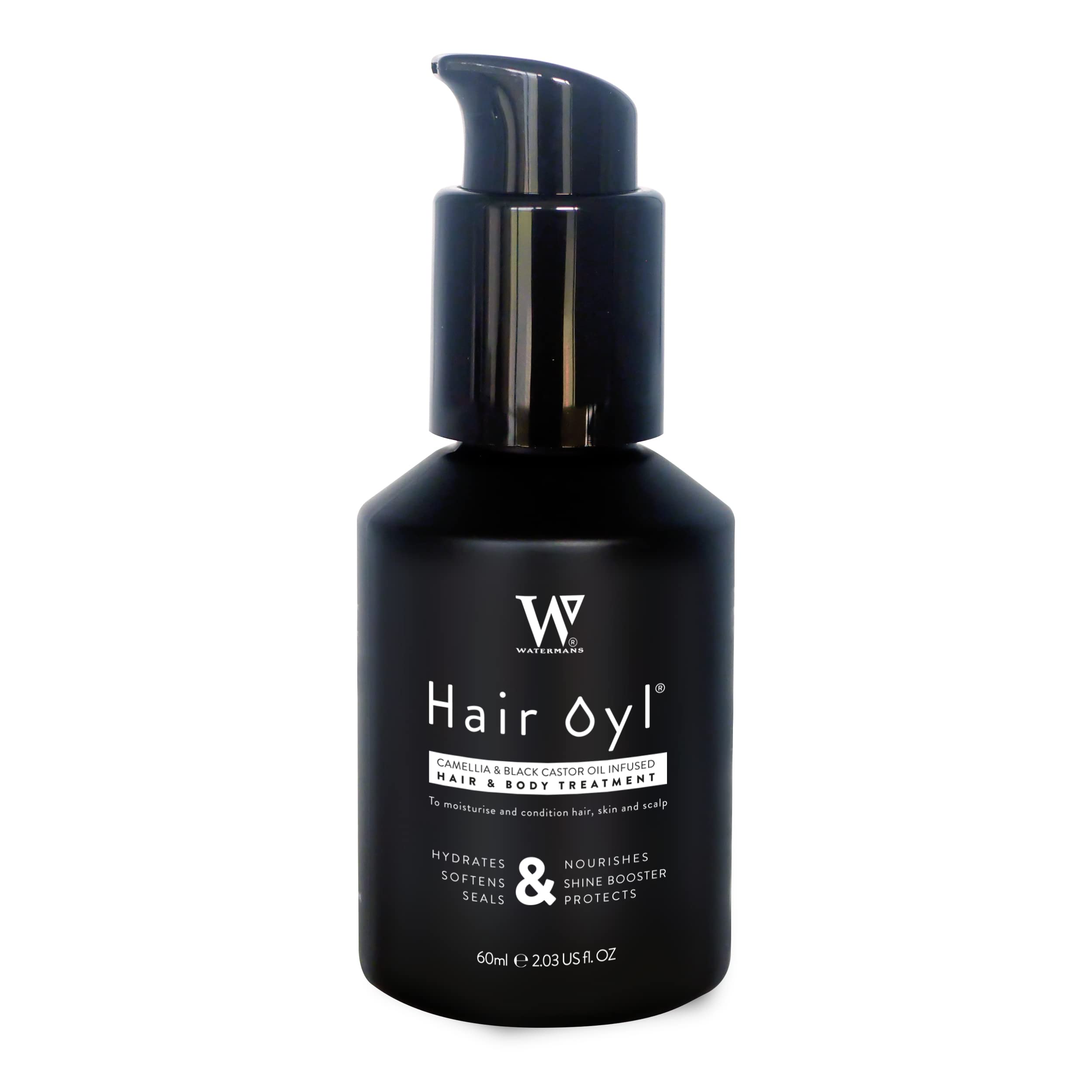 Watermans Hair Oyl 60 Ml - Camellia & Black Castor Infused Hair & Body Oil Treatment. Natural Hair Oil For Dry Damaged Hair, Oil