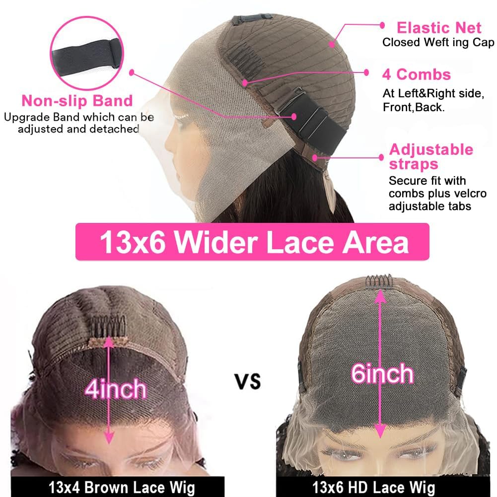 200% Density 32-Inch Longer Length Wig Highlight Lace Front Wigs Human Hair Pre Plucked 13X4 Fb/27 Ombre Body Wave Lace Front Wi