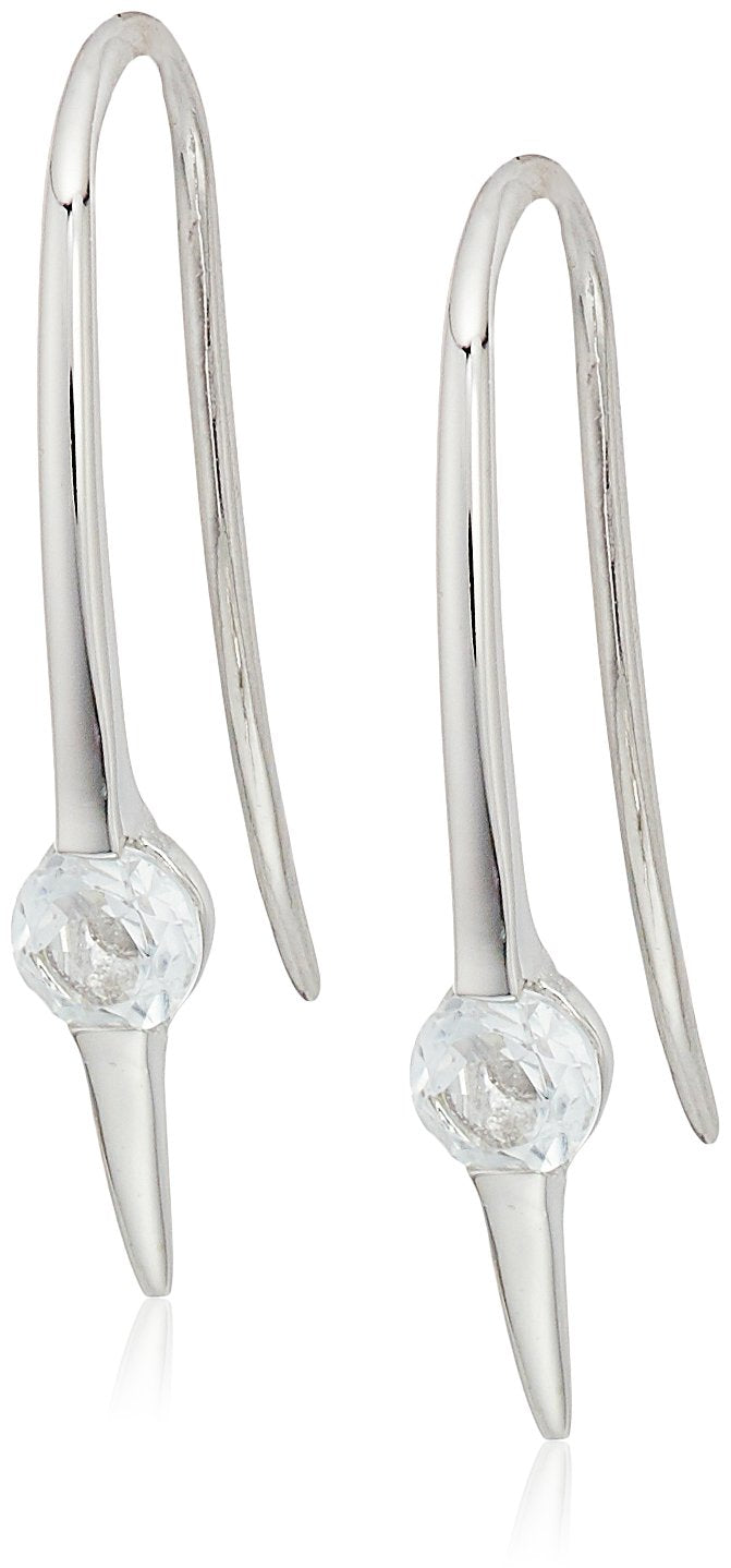 Sterling Silver White Topaz Wire Drop Earrings