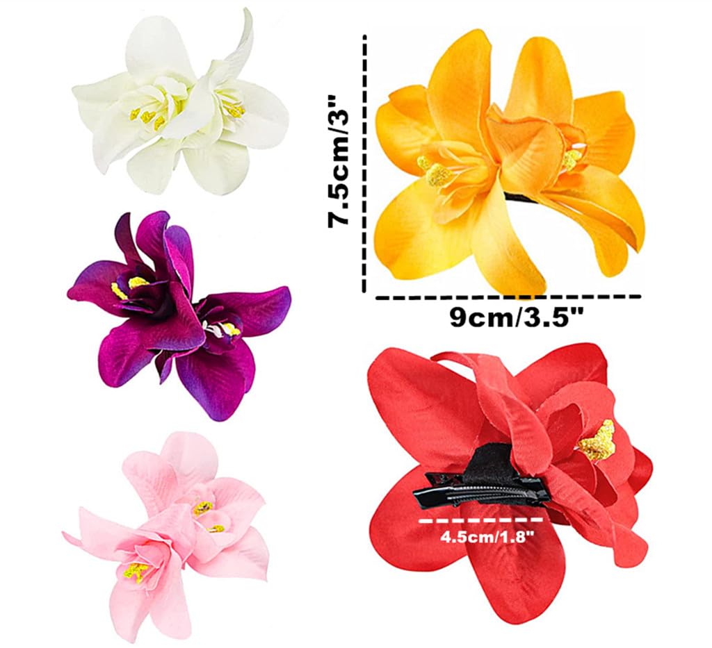 Alimitopia Flower Hair Clip Bohemia Hawaiian Fabric Artificial Orchid Flower Hairpin Barrette Headdress Bobby Pins Headwear Hair