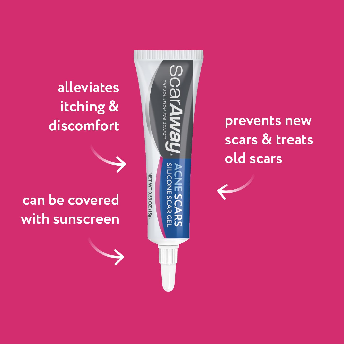 Scaraway Acne Scar Treatment, Clear Silicone Scar Gel, 100% Medical-Grade, Helps Improve Size, Color & Texture Of Post-Acne Hype