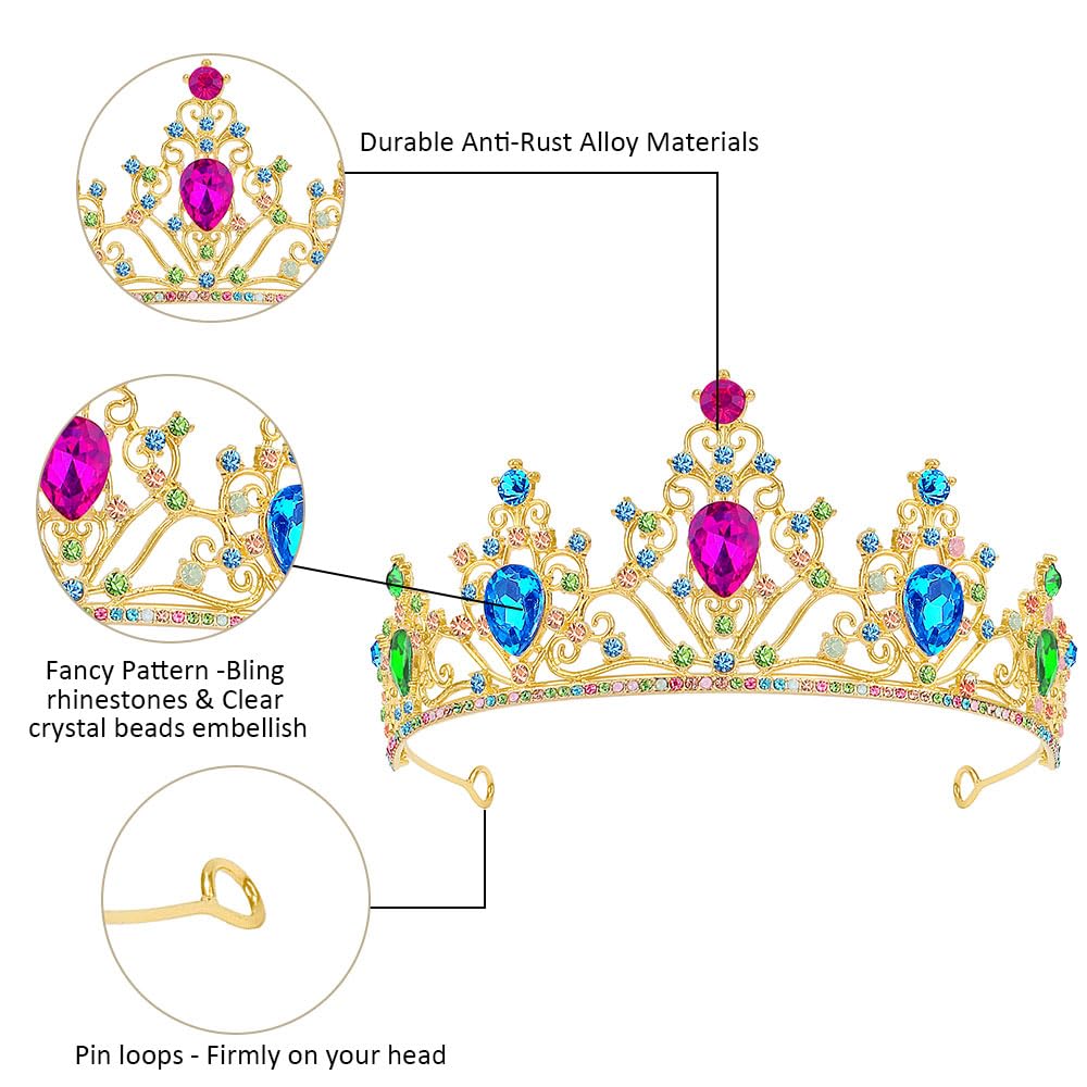 Ahoney Princess Tiara And Crown For Women, Crystal Crown Rhinestone Princess Peach Tiaras For Crown For Birthday Prom Halloween