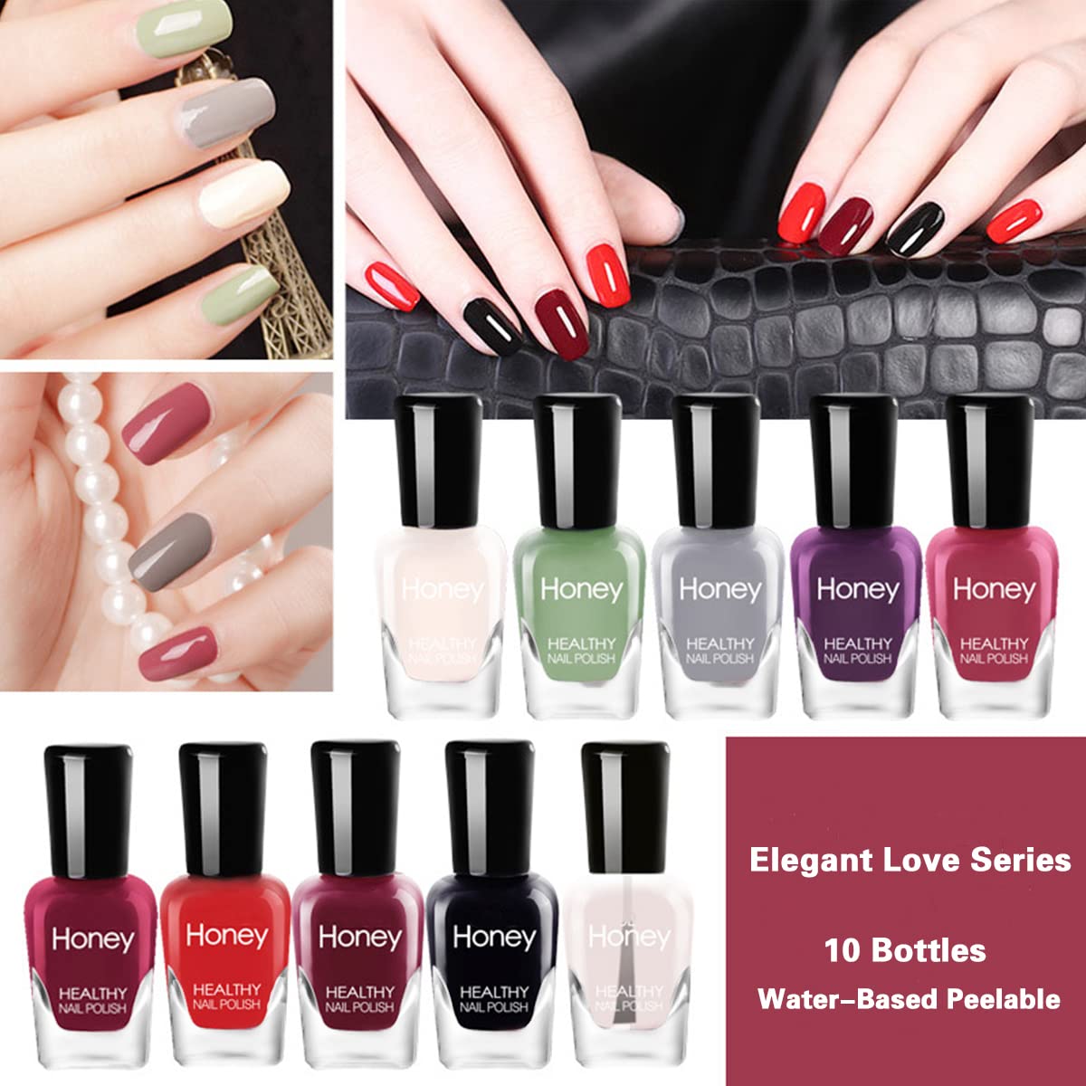 Tophany Non Toxic, Easy Peel Off Fast Dry Nail Polish Set For Pack, Eco Friendly And Organic Water Based Nail Polish For Women A