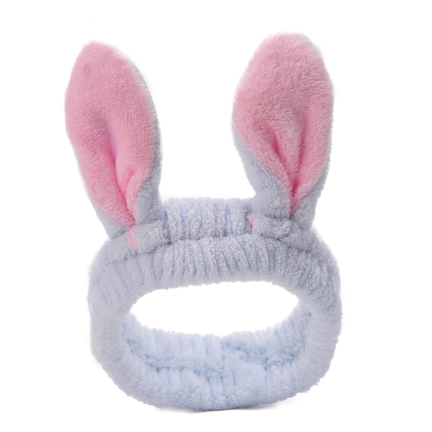 Fizloz Cute Bunny Ear Spa Headband For Women  Soft Elastic Makeup & Face Wash Hair Band | Adjustable Cosmetic Head Wrap For Ski