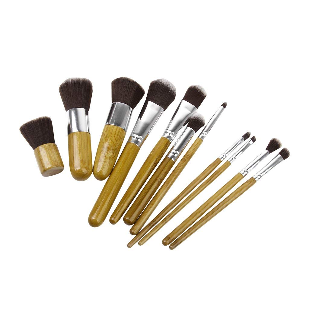 Mksl  11 Pcs Makeup Brush Set For Women  Face & Eye Powder Foundation Blush Concealer Eyeshadow Brushes Wooden Handle