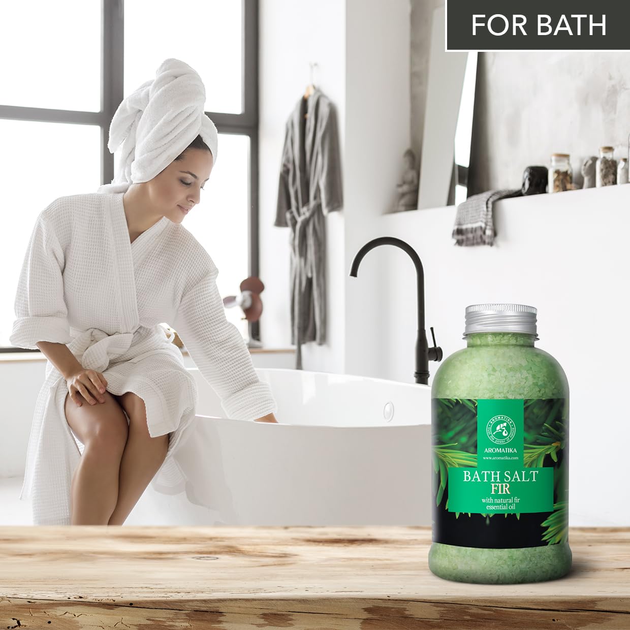 Fir Bath Salt With Natural Fir Essential Oil 21.16 Ounces - Natural Bath Sea Salt - Coniferous Salts - Best For Bath - Good Slee