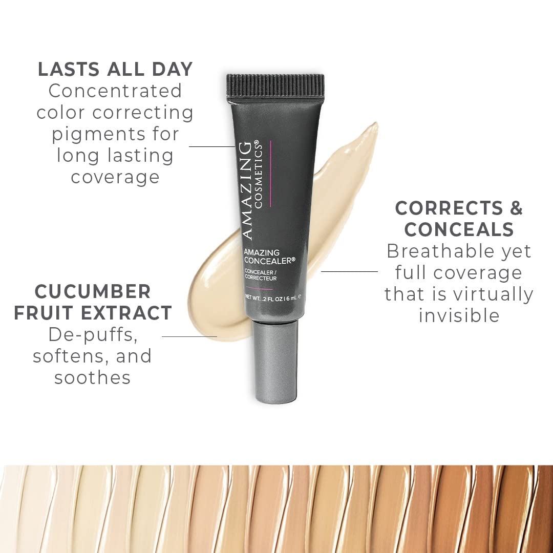 AmazingCosmetics Amazing Concealer, multipurpose full coverage concealer, Light Honey, 0.2 fl oz