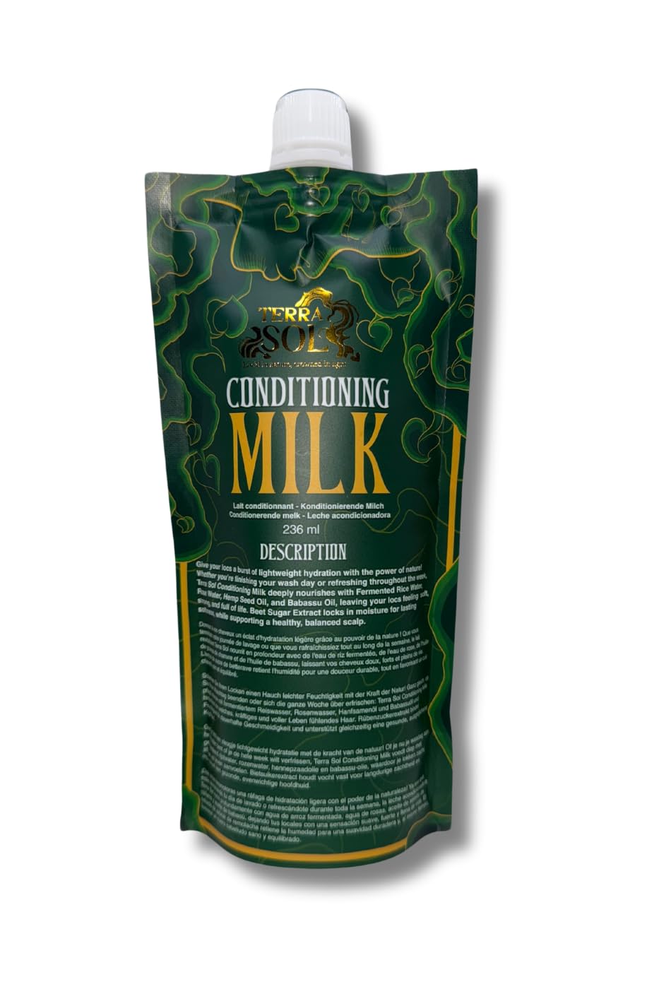 Ecoslay Terra Sol Conditioning Milk, Natural Hair Care, 8 oz, Nourishing Treatment with Rice Water and Hemp Seed Oil
