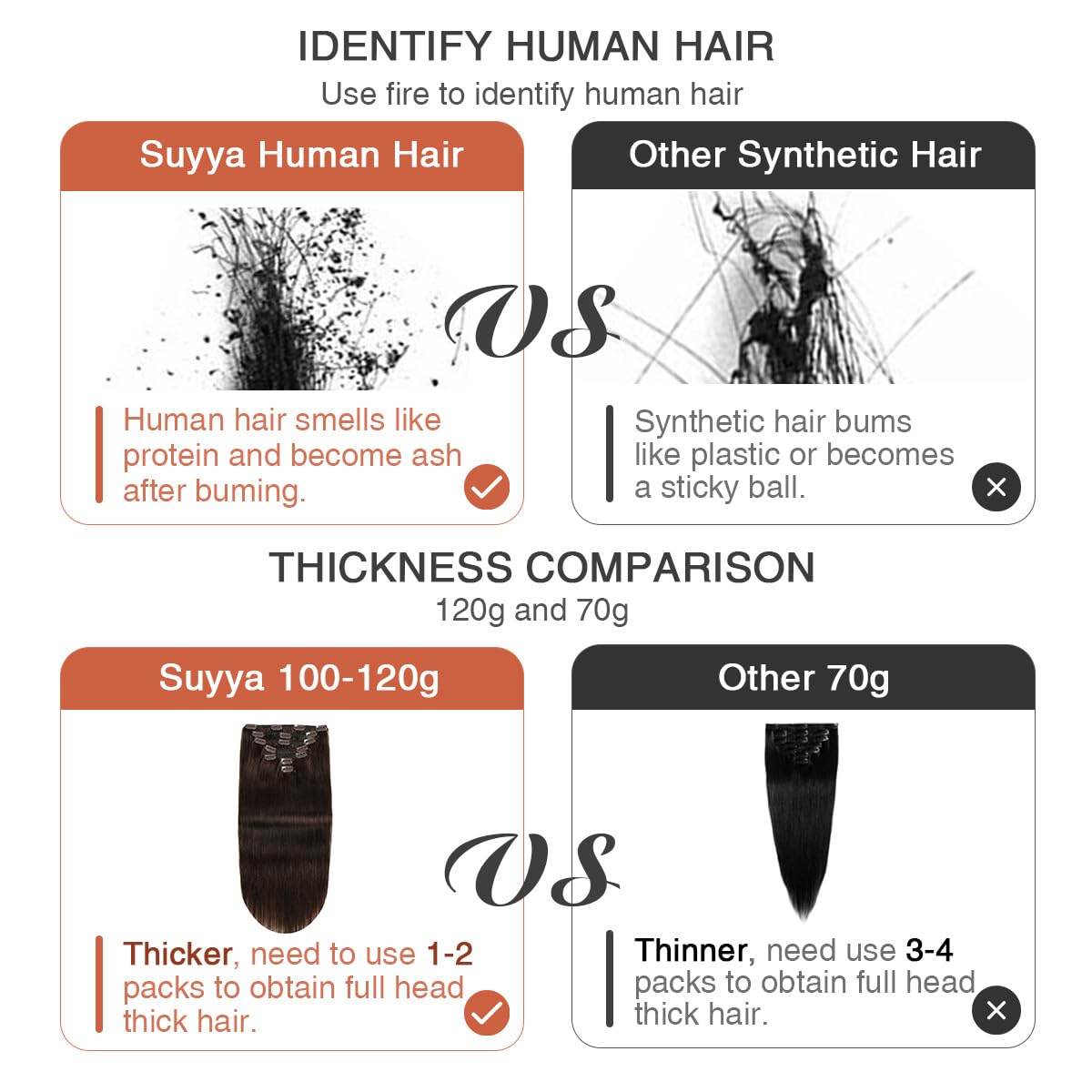 Suyya Clip In Hair Extensions Real Human Hair,Hair Extensions Clip Ins Straight Human Hair Clip Ins Double Weft Human Hair Exten