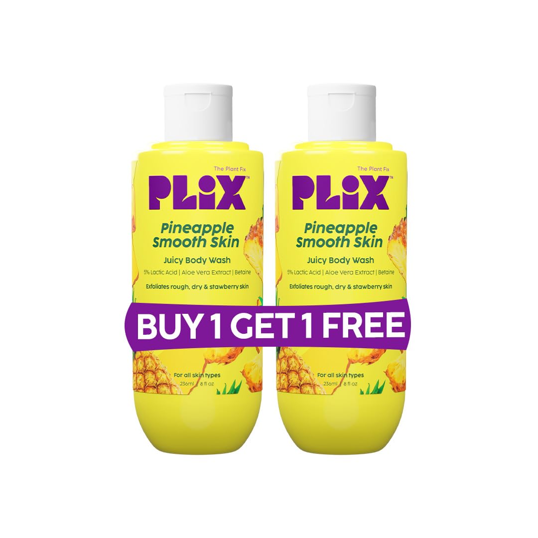 Plix - The Plant Fix Pineapple 5% Lactic Acid Exfoliating Body Wash For All Skin Types | Paraben-Free Shower Gel | For Dry, Roug