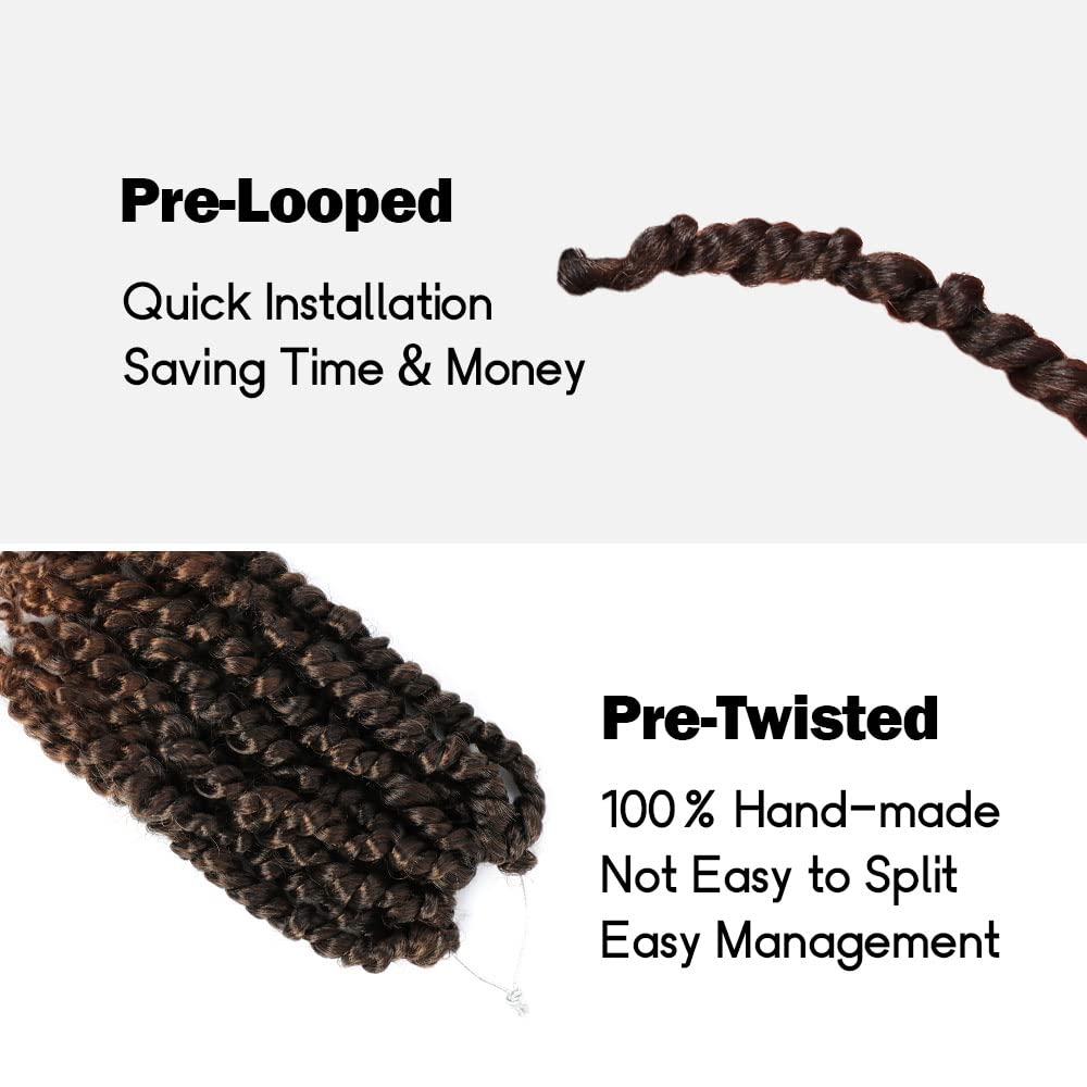 Wudas Short Passion Twist Hair 8 Inch Pre-Twisted Passion Twists Crochet Hair Pre-Looped Synthetic Crochet Braids (7 Packs,T30)