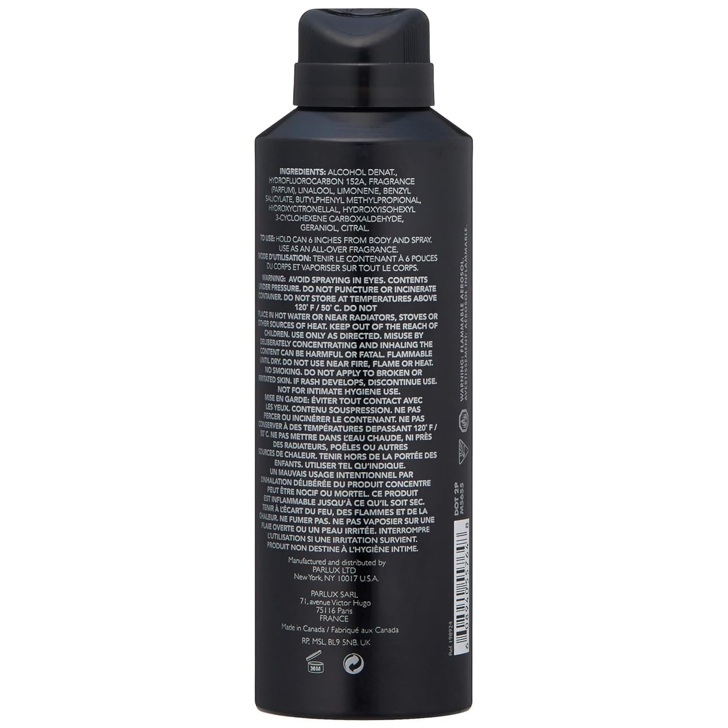Kenneth Cole Black Body Spray For Men, 6.0 Fl Oz