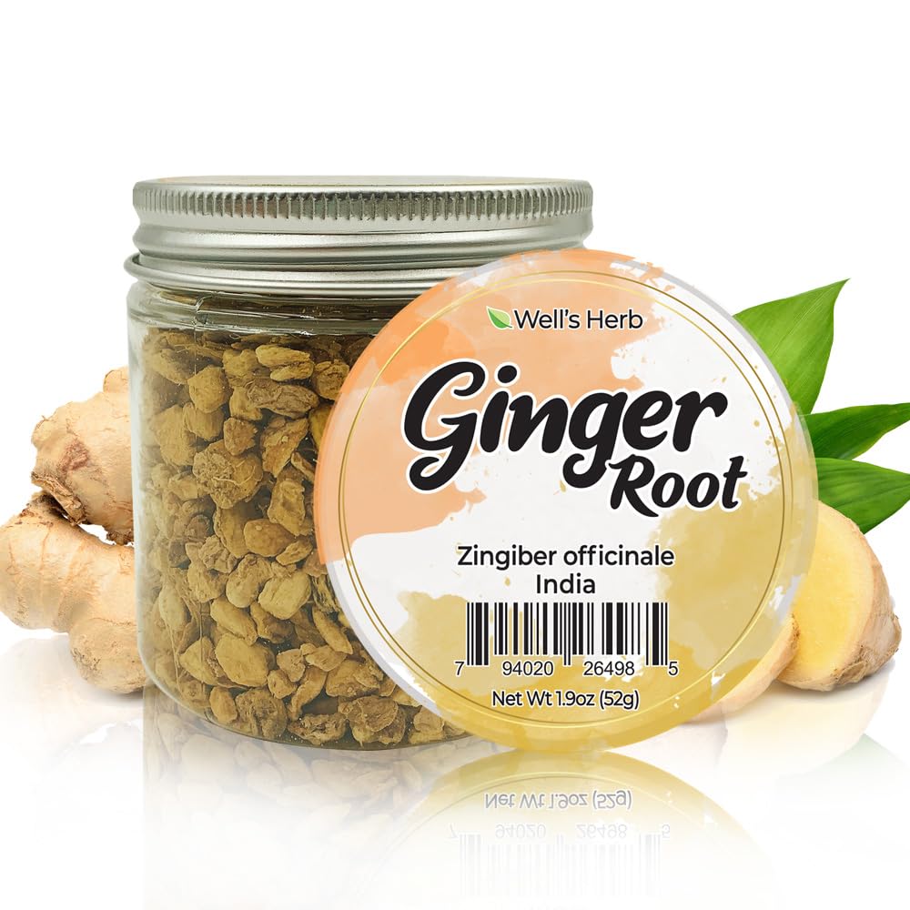 Well's Herb Dried Ginger Root | 1.9 oz. | 100% Natural | Perfect for Herbal-Infused Hair Oil | for Hair & Skin Oil DIY | Ginger 