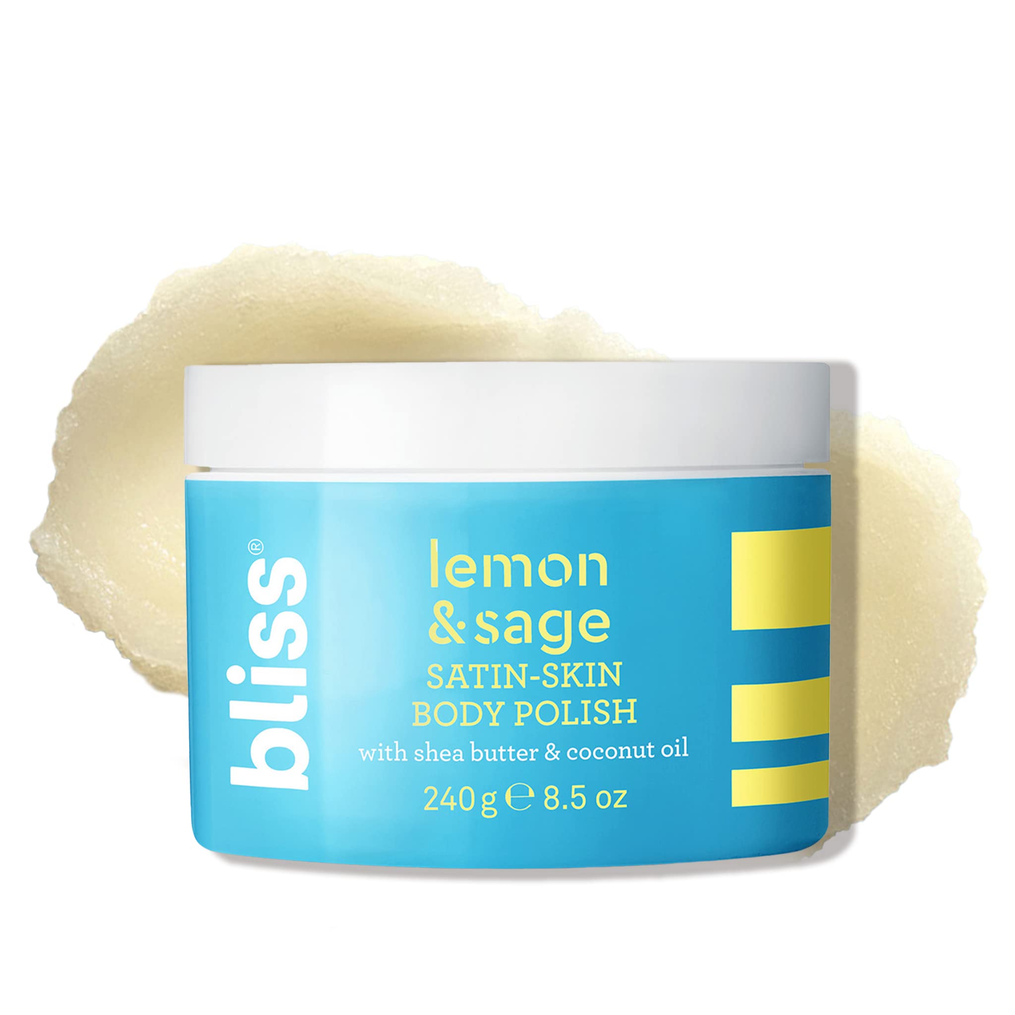 Bliss Satin-Skin Body Polish - Lemon And Sage - Body Scrub With Shea Butter And Coconut Oil - 8.5 Oz - Smoothing And Balancing S