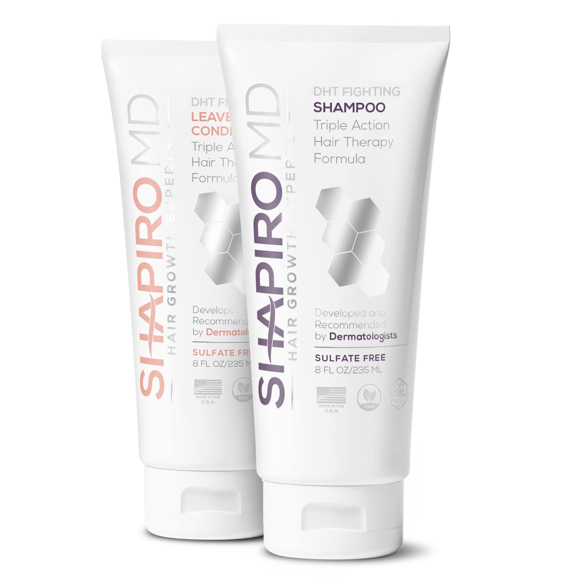 Hair Loss Shampoo and Leave in Conditioner | DHT Fighting Vegan Formula for Thinning Hair Developed by Dermatologists | Experien