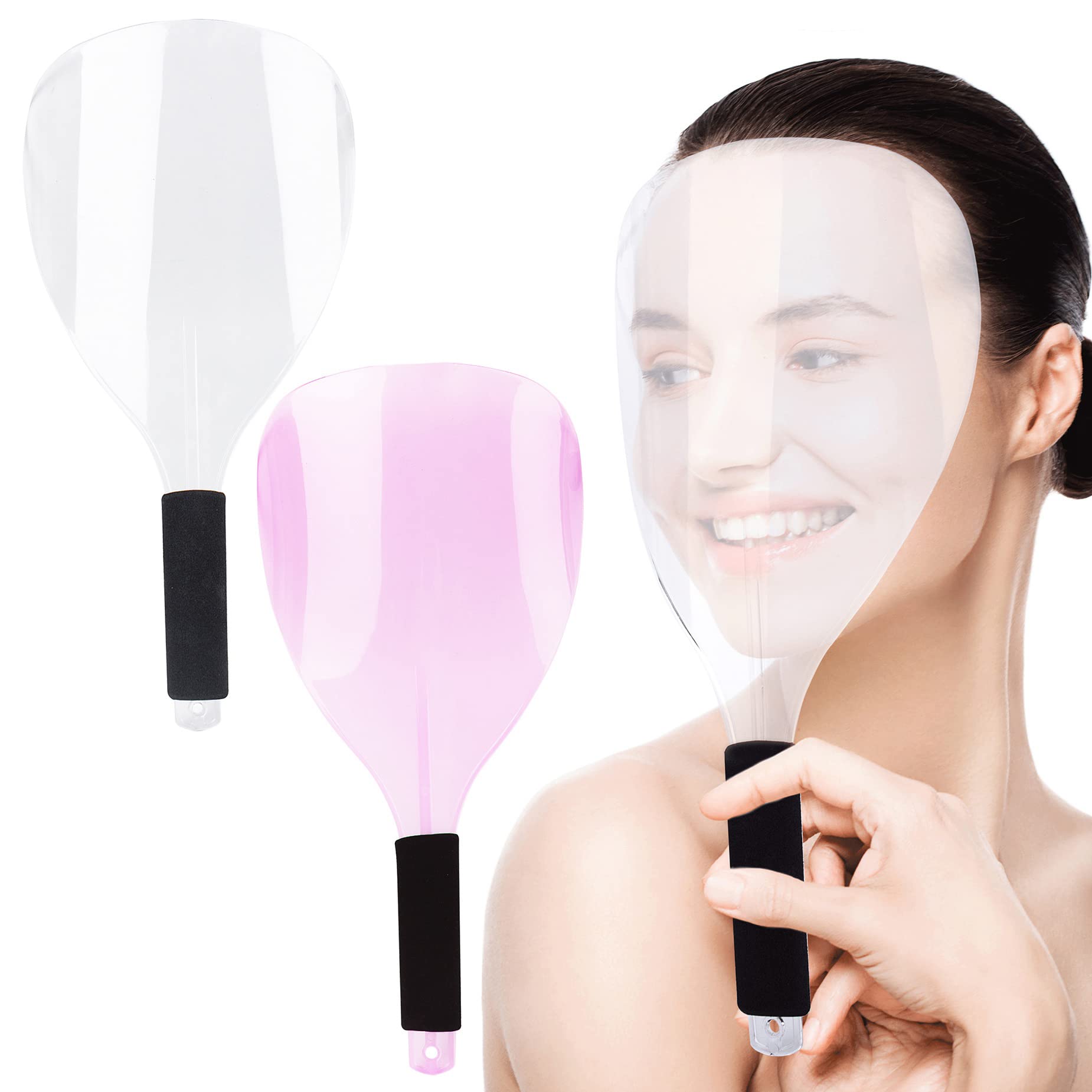 AUEAR, Anti-Slip Hair Salon Hairspray Face Shield Haircut Cover Hair Spray Protector Mask Plastic for Makeup Hair Coloring (2 Pa