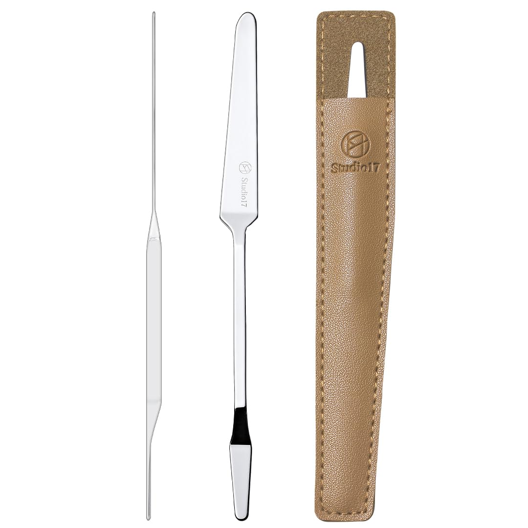 STUDIO17 Foundation Spatula Made of Stainless Steel | Professional Makeup Spatula for Even Application of Foundation | Double Ed