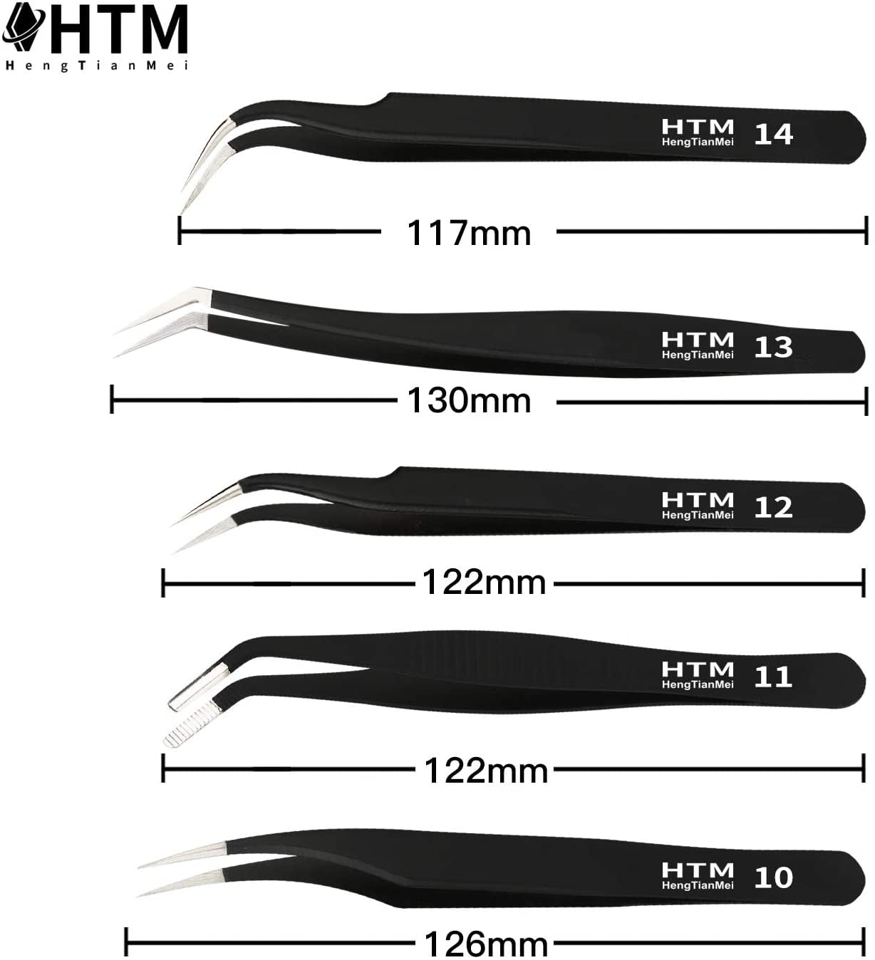 Hengtianmei Precision Tweezers Set, Esd Anti-Static Stainless Steel Tweezers Set For Craft, Jewelry, Electronics, Laboratory Wor