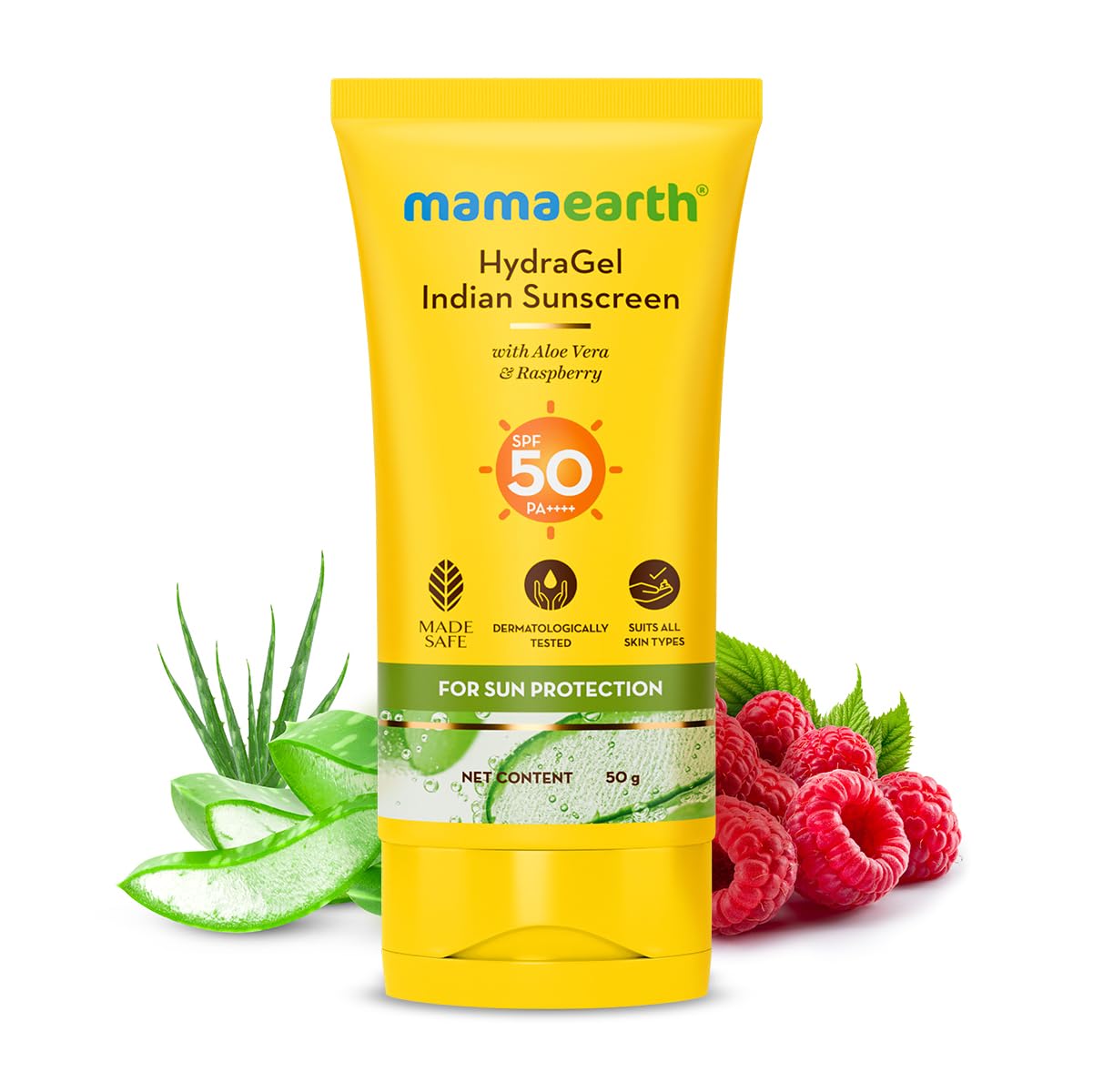 Mamaearth Hydragel Sunscreen | Spf 50 & Pa++++ Sun Protection | Helps Fight Uva & Uvb Rays With Aloe Vera & Raspberry | Hydratin