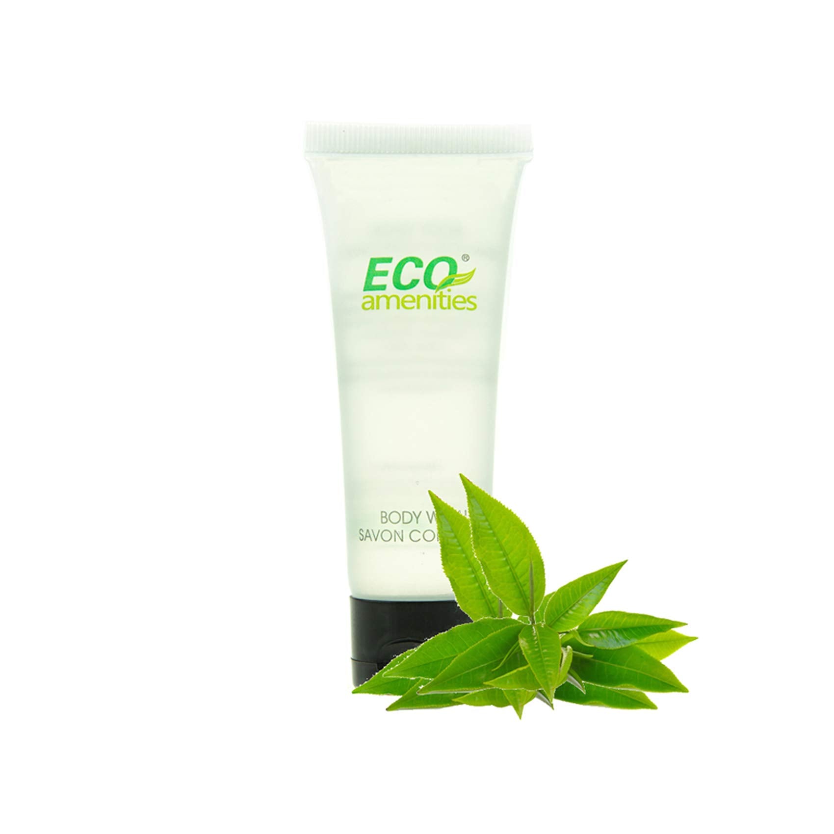 ECO Amenities Travel Size 1oz Body Wash (BULK 200 Pack) - 30ml Bulk Hotel Body Wash Supplies for Guests - Green Tea Scent Eco bo