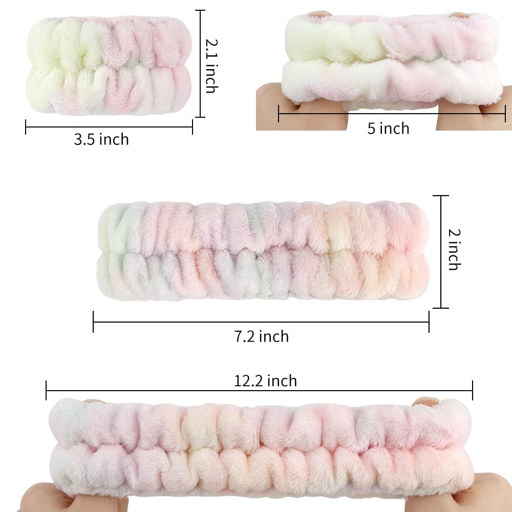 Ahoney Skincare For Teens Kids Headband Wrist Cuffs For Washing Face Wash Headbands For Girls Wome, Cute Fuzzy Tie-Dye Spa Headb