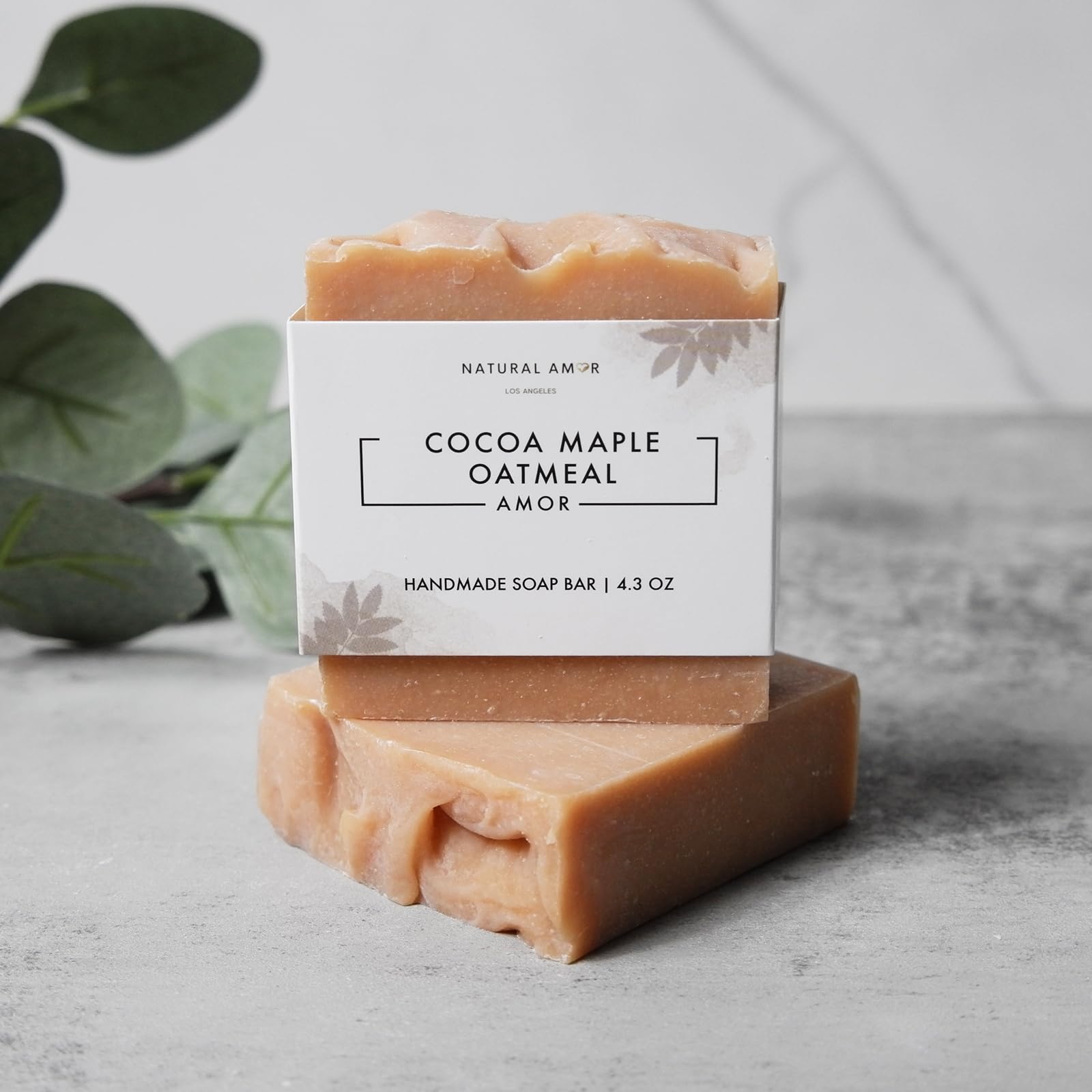 Natural Amor Handmade Soap Bar Gift Set 2Pk With Soap Dish And Soap Saver, Scented With Essential Oils, Made With Natural Ingred