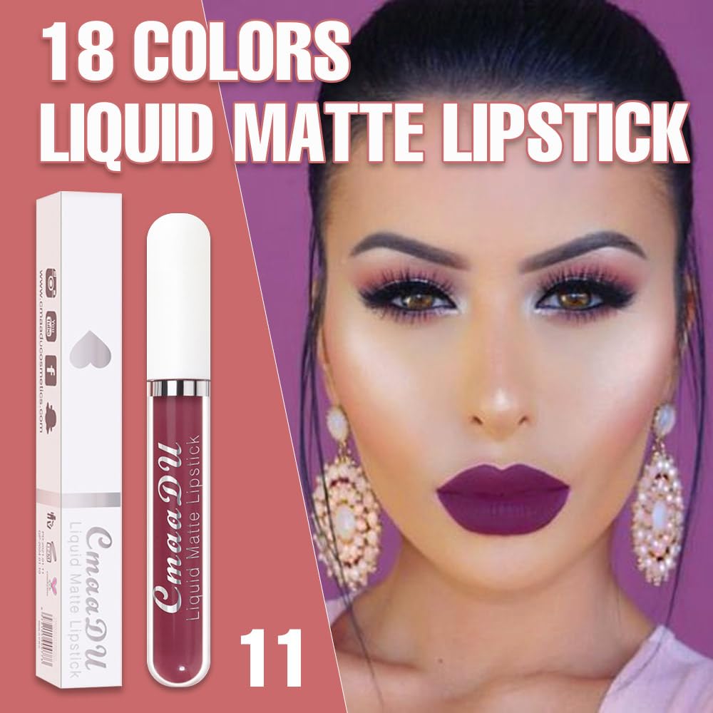 Evpct Cmaadu 1Pcs Purple Liquid Matte Lipstick Lipgloss Set For Women, Labiales Mate 24 Horas Originales Matte Larga Duracion 24