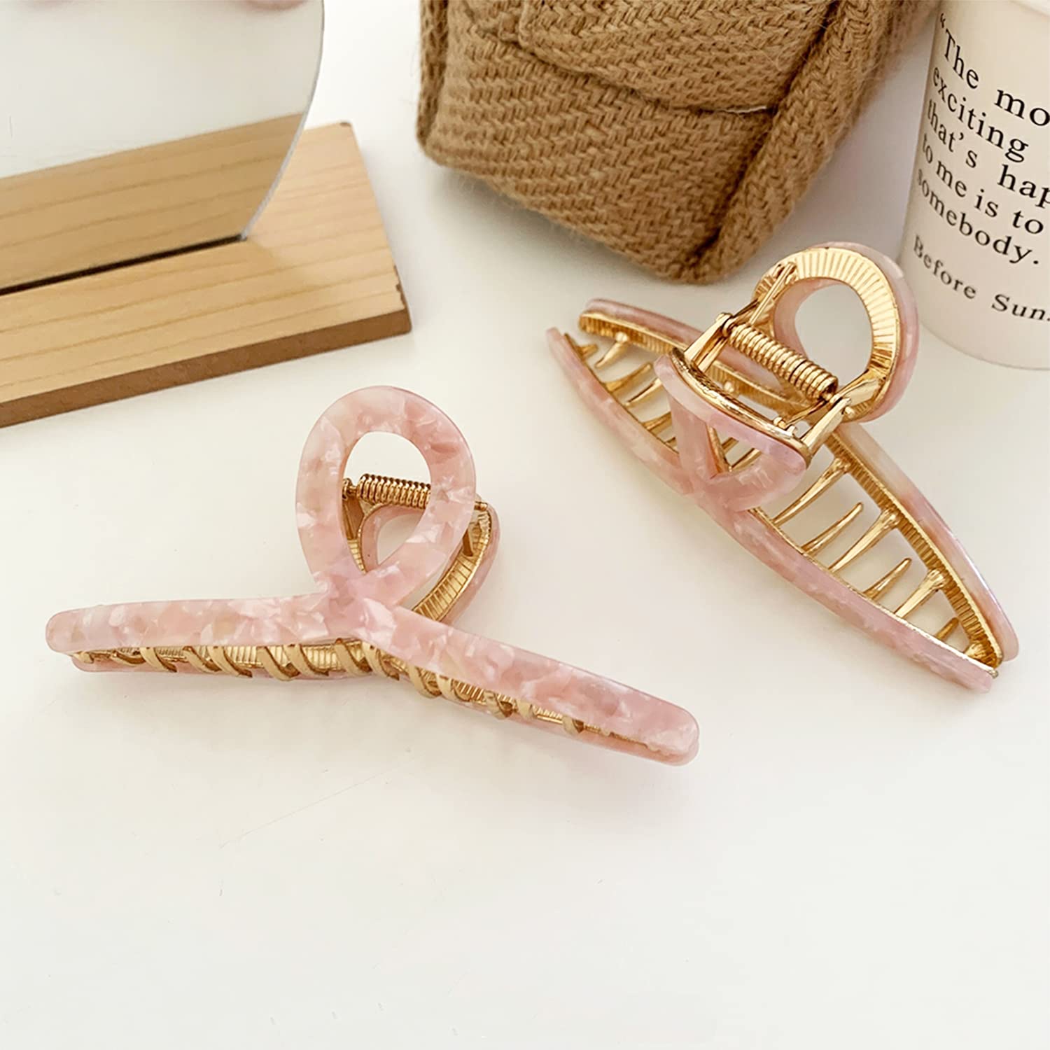 Big Hair Claw Clips Metal Hair Claw for Women Butterfly Hair Claw Acetate Metal Hair Clamps Strong Hold Hair Claw 4.7'' Large Ha