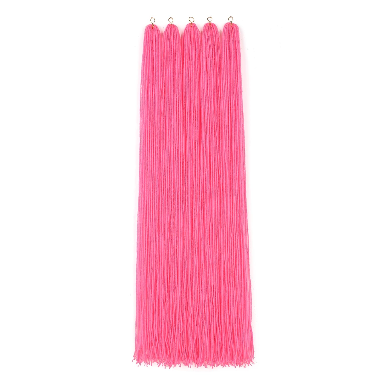GUOHUI Micro Faux Locs Crochet Hair, 36 Inch 5 Packs Color Dark Pink DIY Braids Straight Styles (36'',Pink)