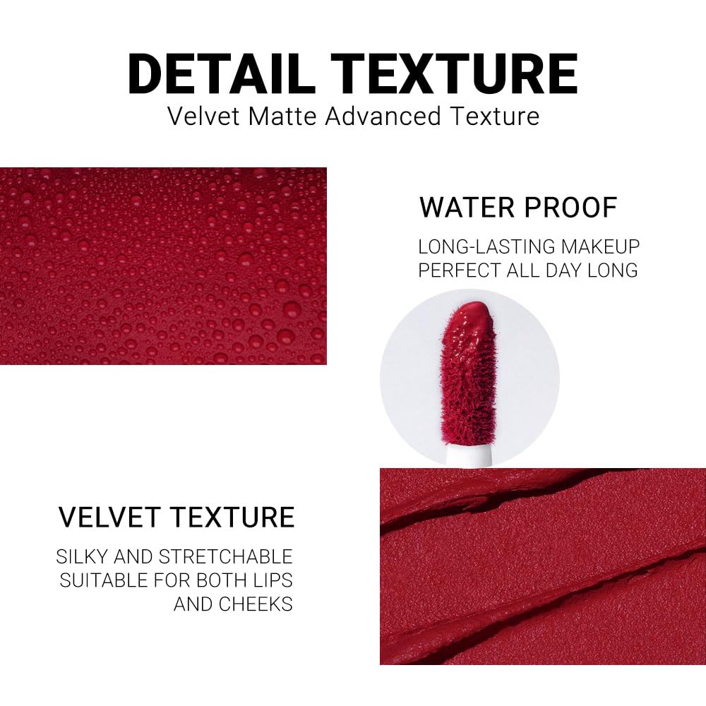 Evpct 1Pcs Sexy Red Matte Liquid Lipstick Lip Gloss Glossy Set For Black Women 24 Hour Silky Velvet Lipstick Labiales Matte Larg