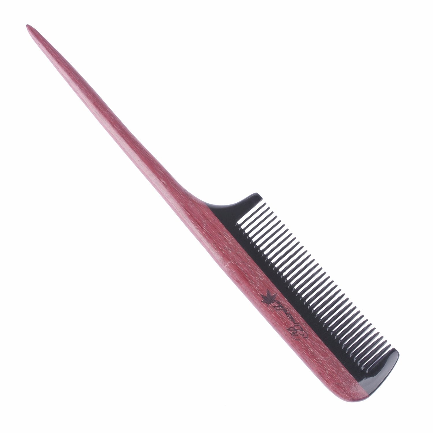 Breezelike Hair Combs - Fine Tooth Wooden Tail Comb - No Static Purpleheart Wood Comb With Black Buffalo Horn Teeth